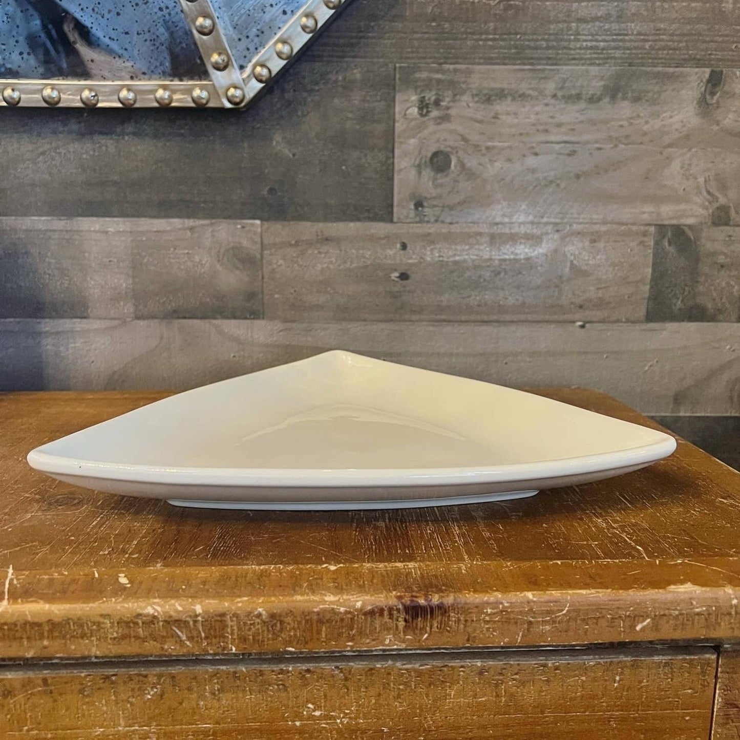 Vintage Tuxton heavy ceramic triangle plate - display tray - table centerpiece - cookie tray