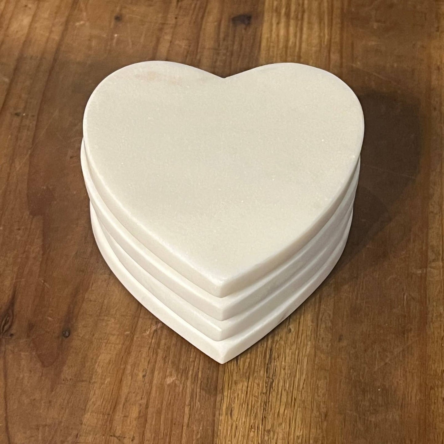 4 white marble heart shaped coasters