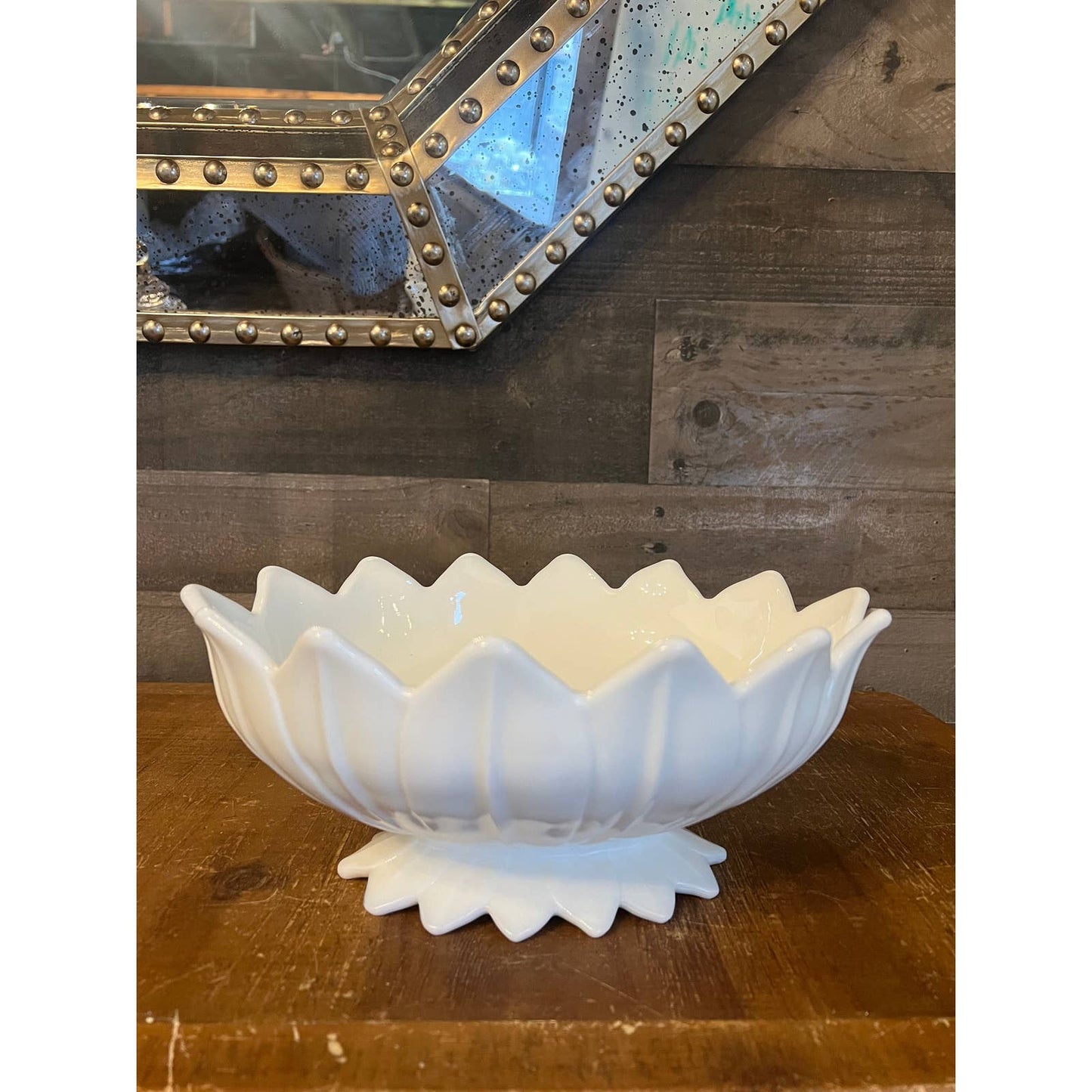 Vintage Westmoreland Glass Milk Glass Lotus Pattern Bowl