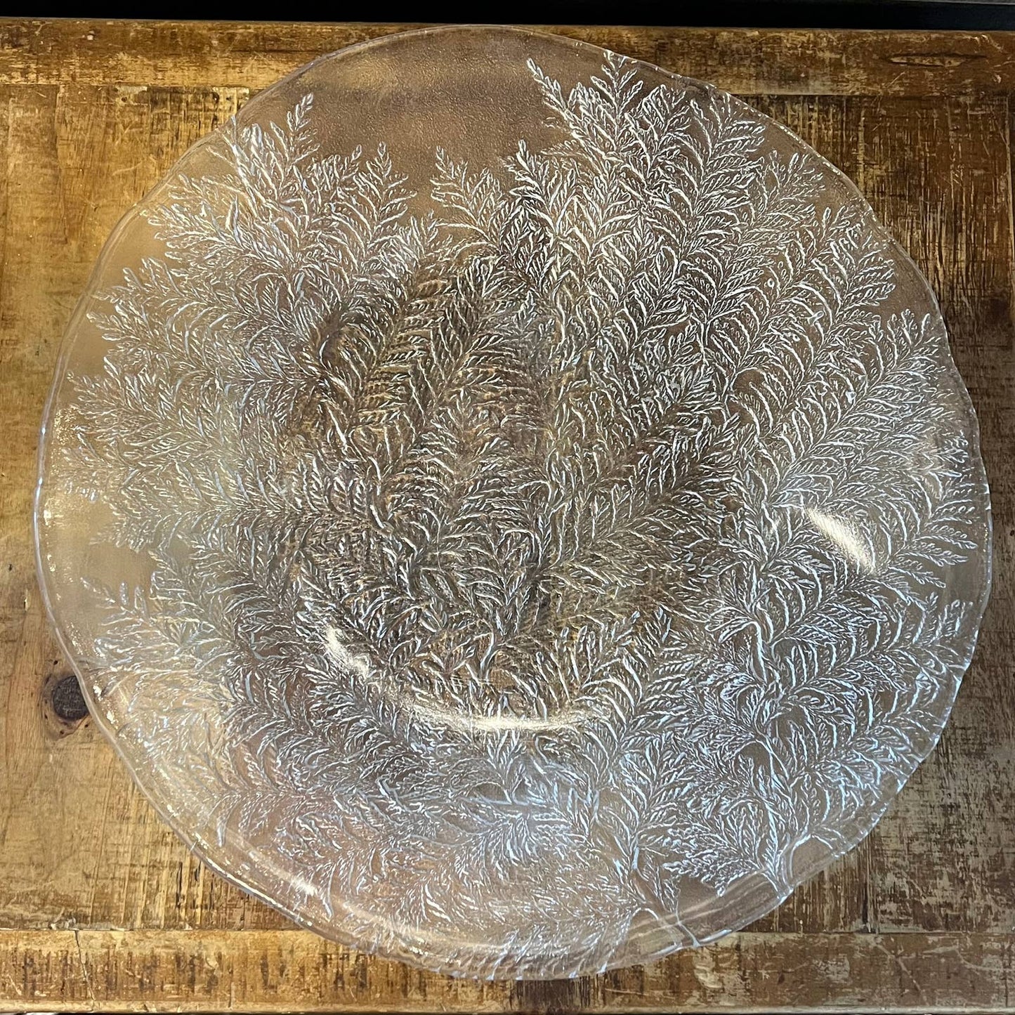 Vintage Mikasa Crystal Hoya lacy fern round platter