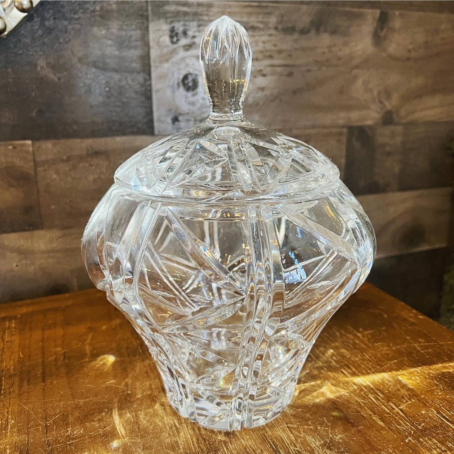 Vintage heavy crystal lidded jar