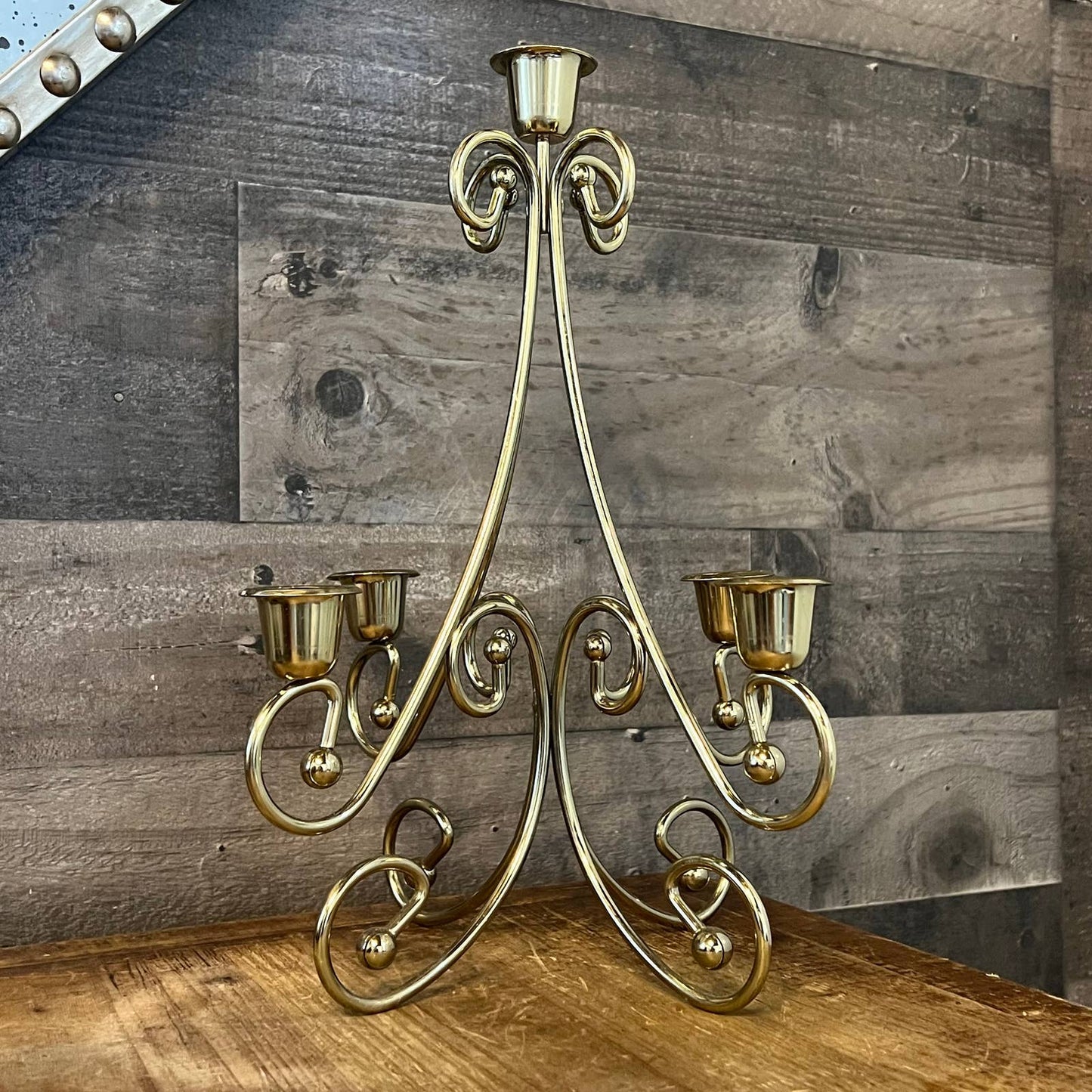 Vintage brass 5 candlestick candelabra candle holder - table centerpiece