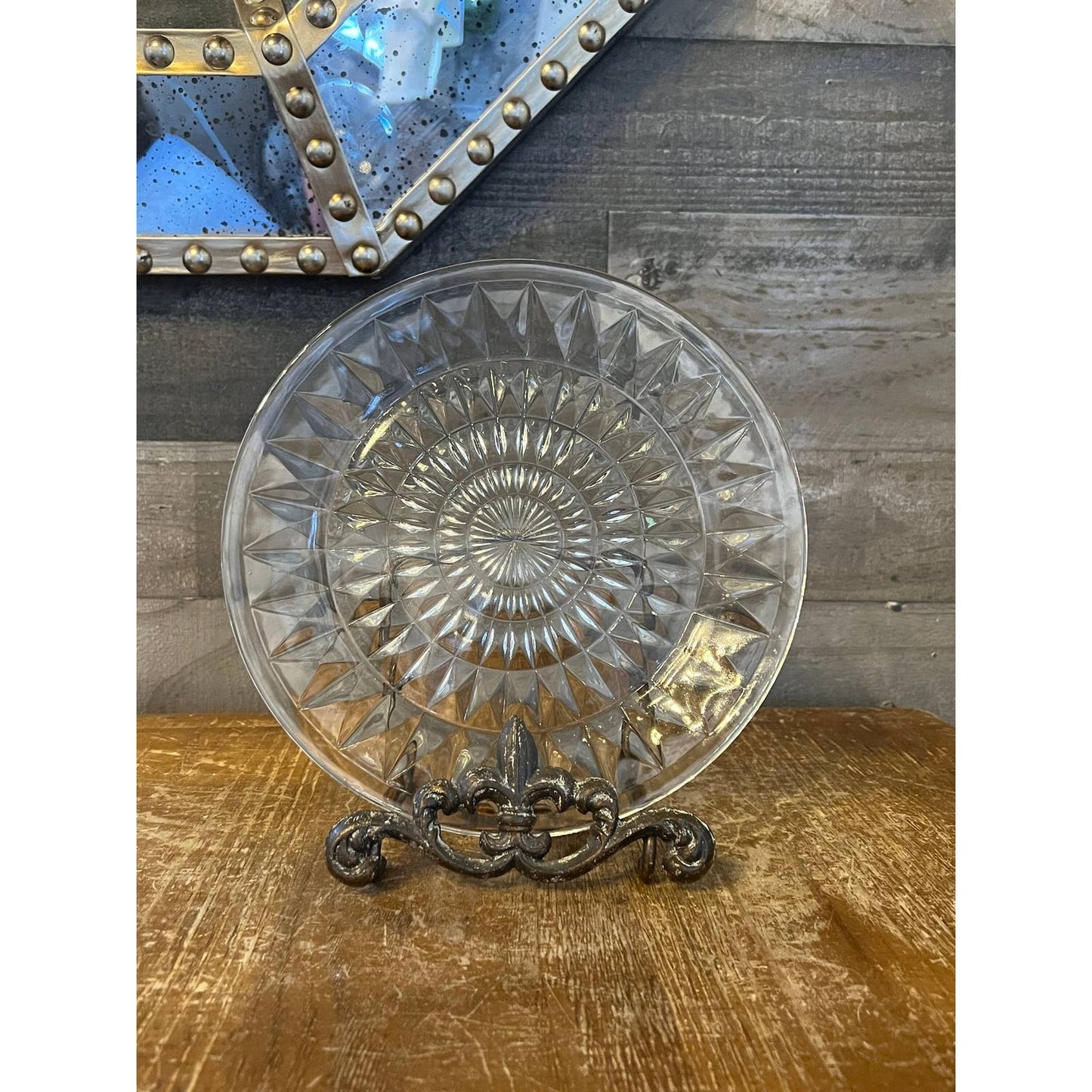 Vintage Jeannette Glass Company glass diamond pattern plate