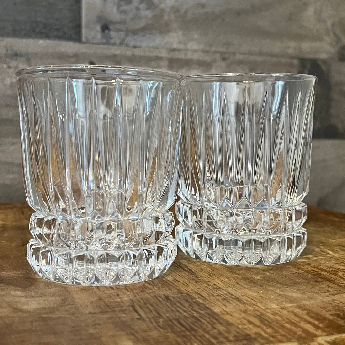 Fostoria Heritage Clear Double Old Fashioned Rocks Glasses - Pair