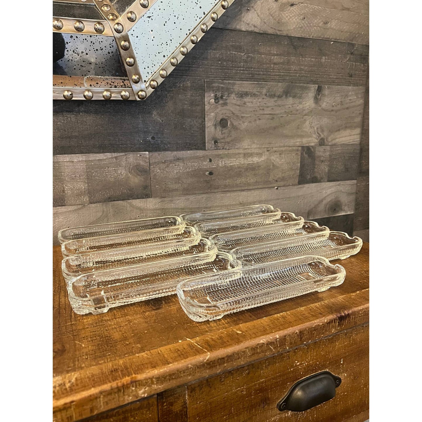 Vintage clear glass corn on the cob holders set of 9
