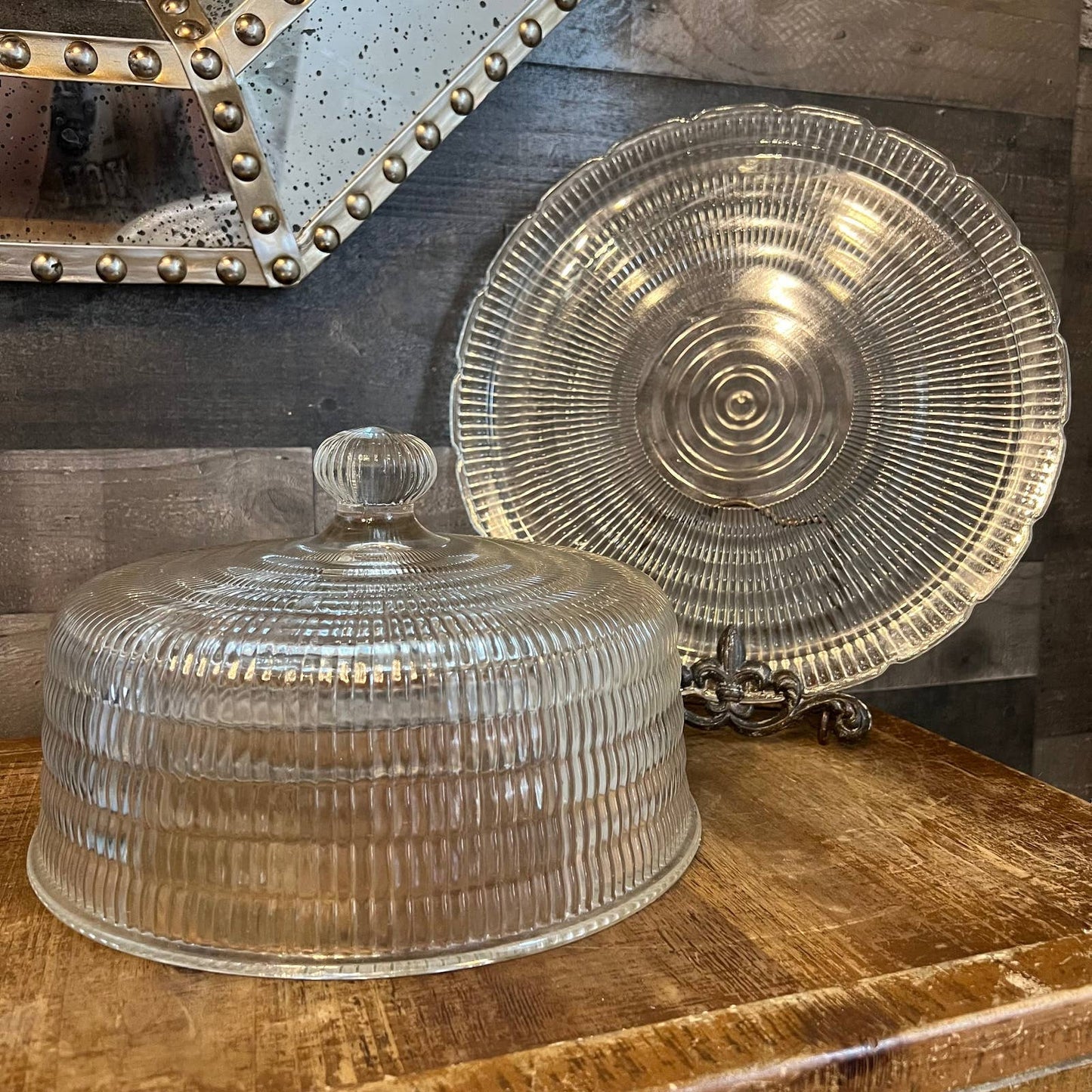 Hazel Atlas Beehive Clear glass dome server