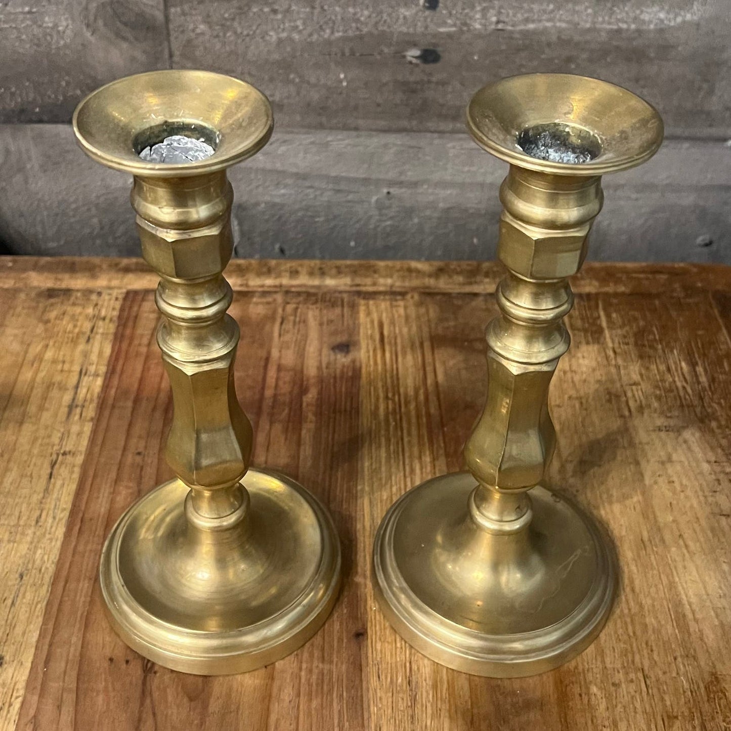 Vintage Pair of Brass Candlestick Holders