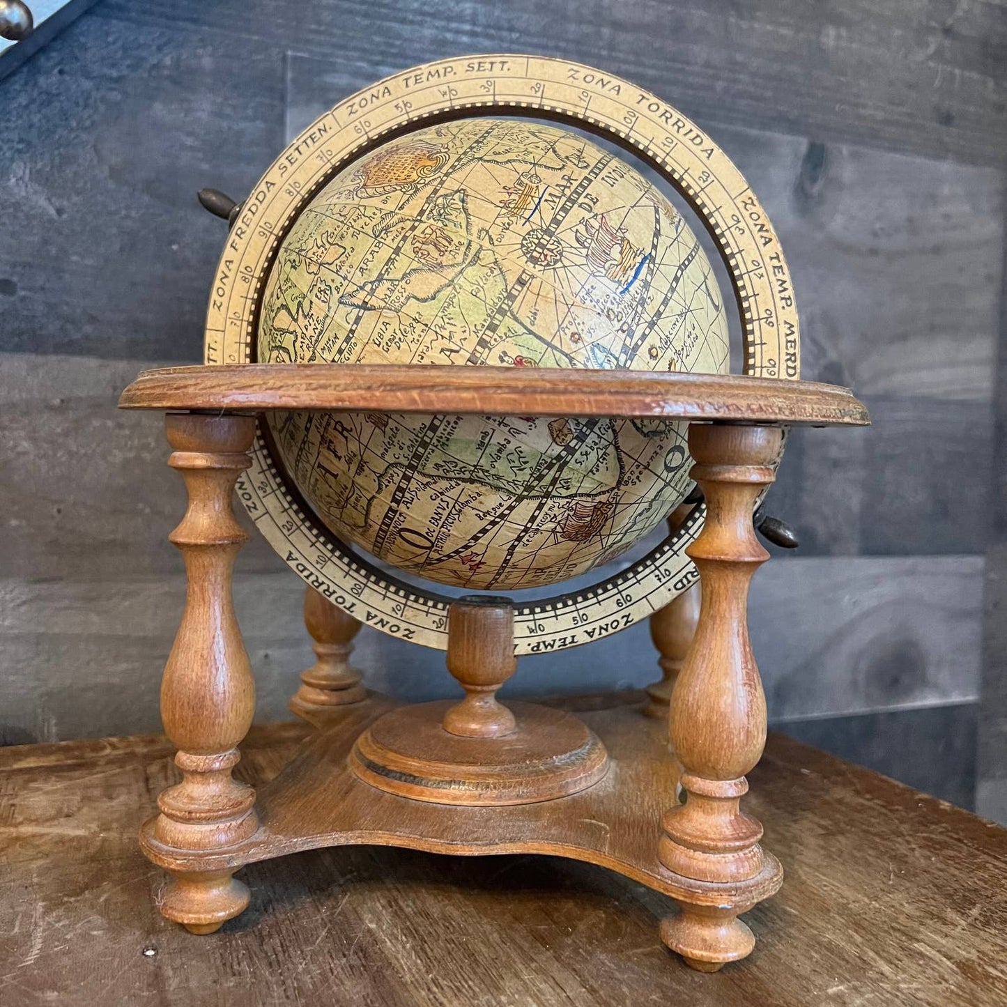 Small vintage Olde World Globe - made in Italy