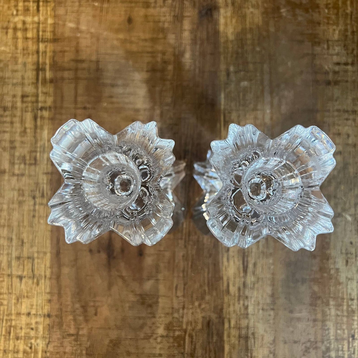 Pair of heavy crystal candlestick holders