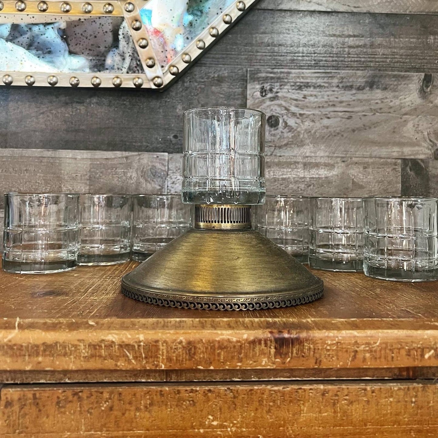 Vintage set of 8 anchor hocking tartan Manchester rocks glasses - rocks glasses - old fashioned glasses - short glasses - MCM glasses
