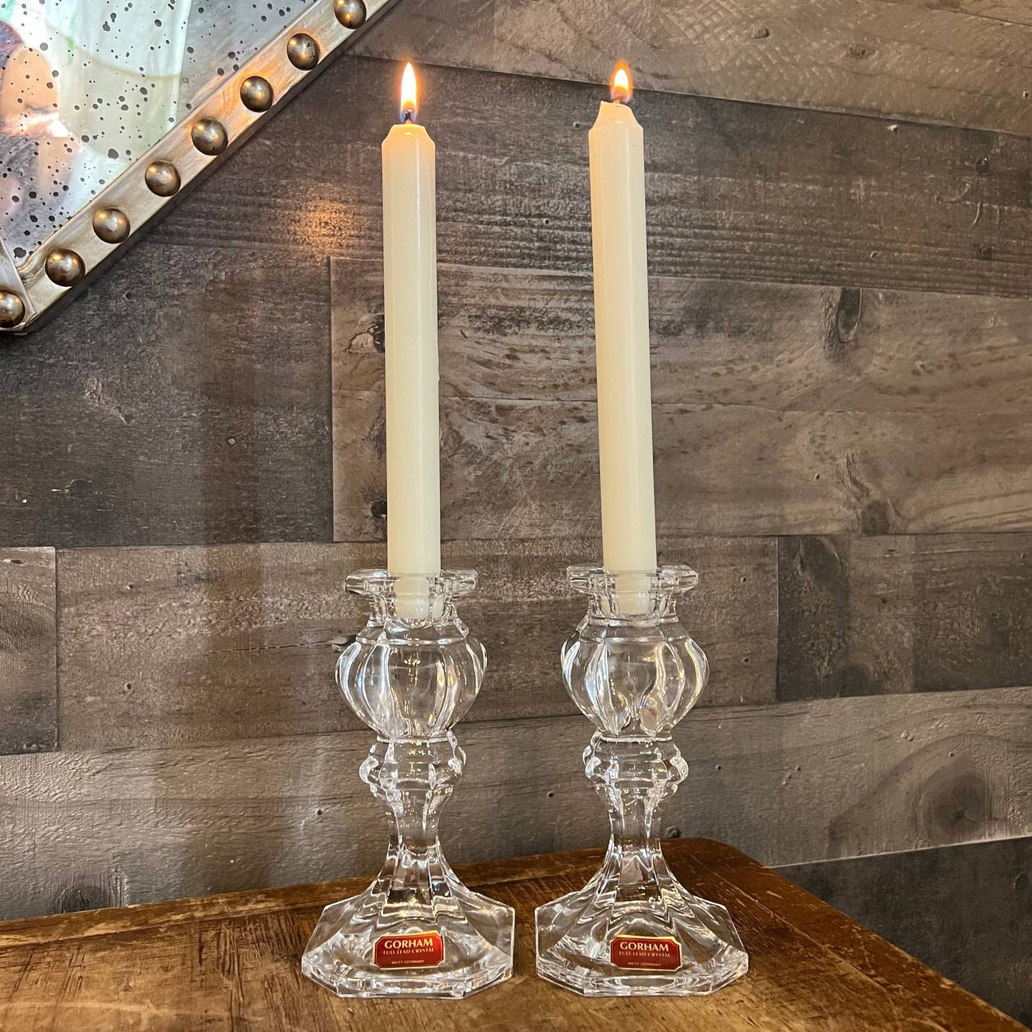 Gorham crystal baroque candlestick holders - pair
