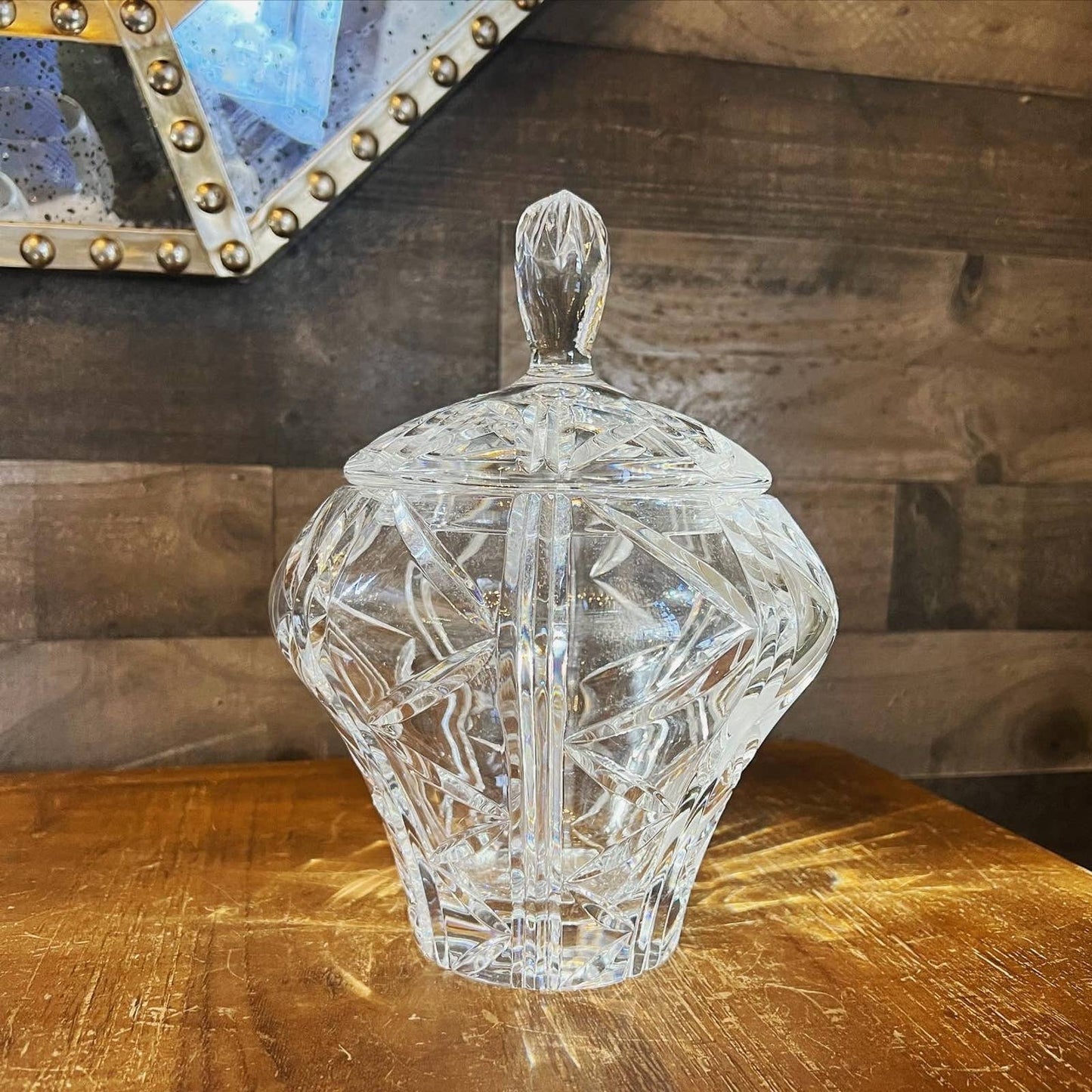 Vintage heavy crystal lidded jar