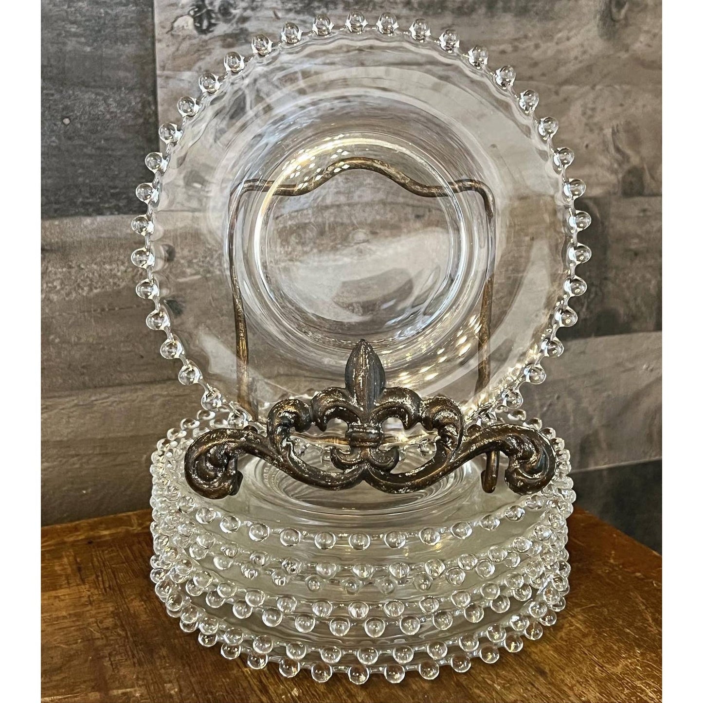 8 Imperial Glass candlewick clear stem 3400 7” bubble salad plates