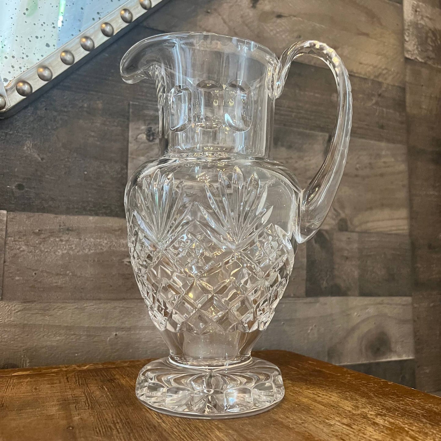 Large vintage handled crystal pitcher