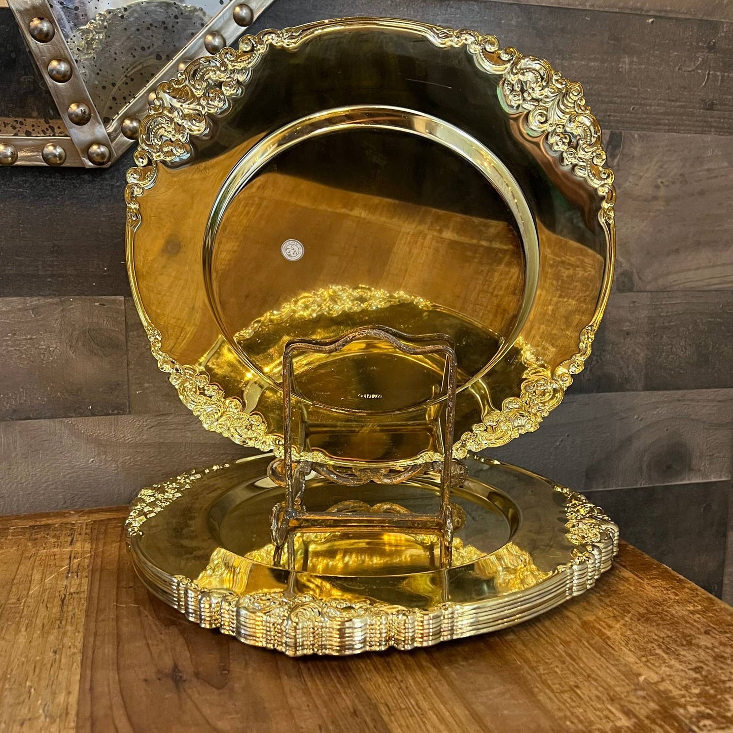 Godinger brass charger plates - set of 8 - Victorian style