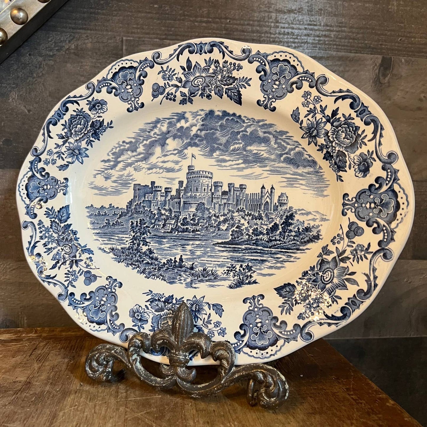 Vintage Enoch Wedgwood Windsor Castle platter - blue and white