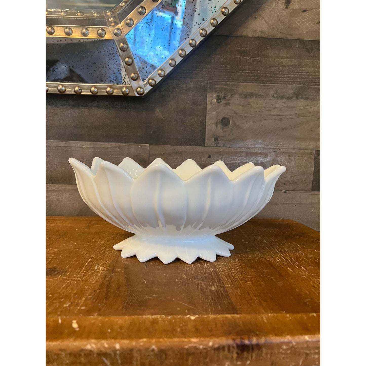 Vintage Westmoreland Glass Milk Glass Lotus Pattern Bowl