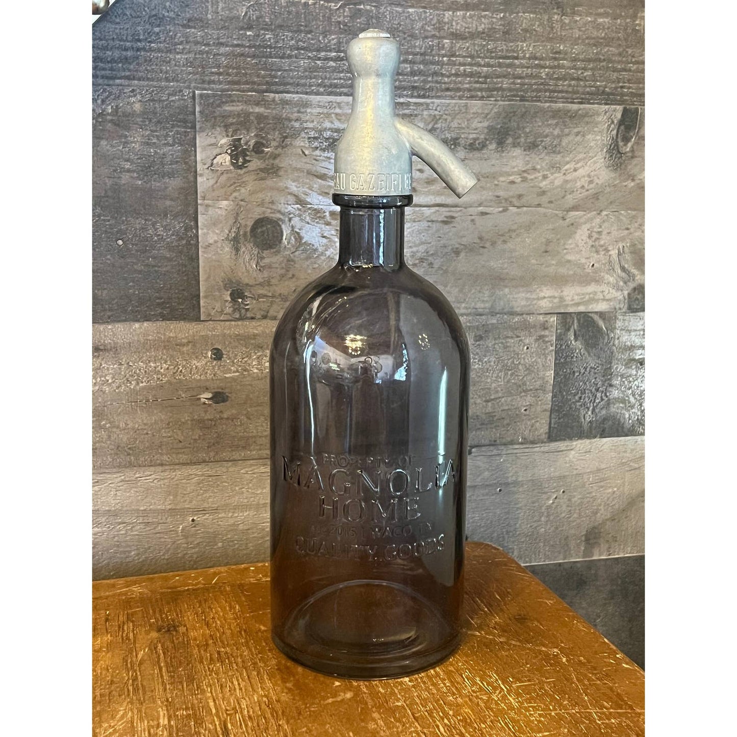 Magnolia home dark grey glass Seltzer bottle - siphon bottle