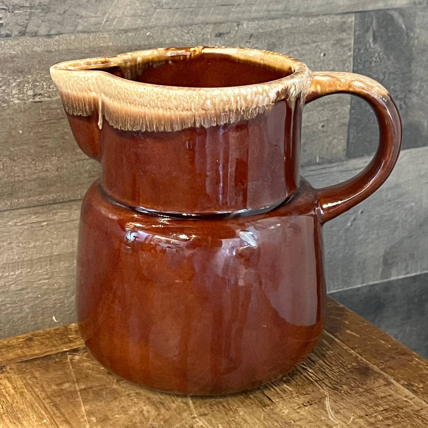 McCoy Pottery brown glaze handled pitcher - vase