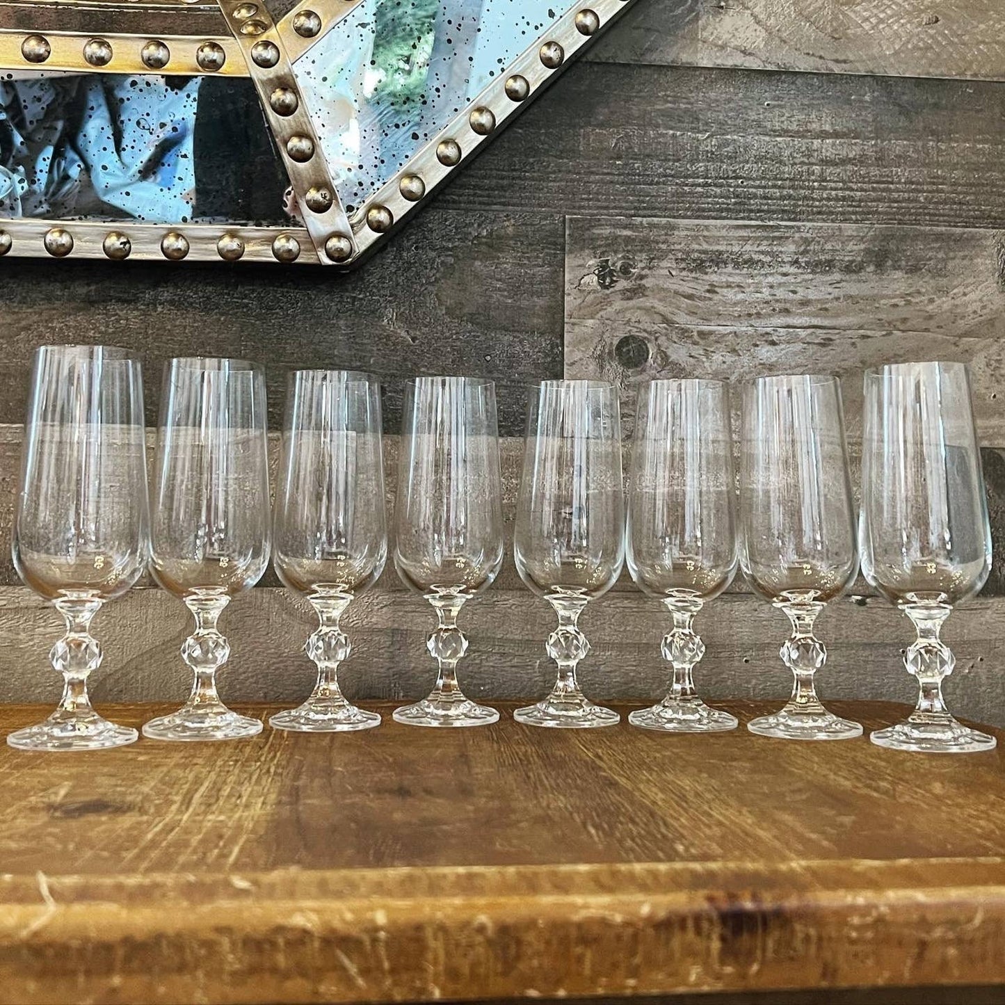 Set of 4 Bohemia crystal clear champagne glasses
