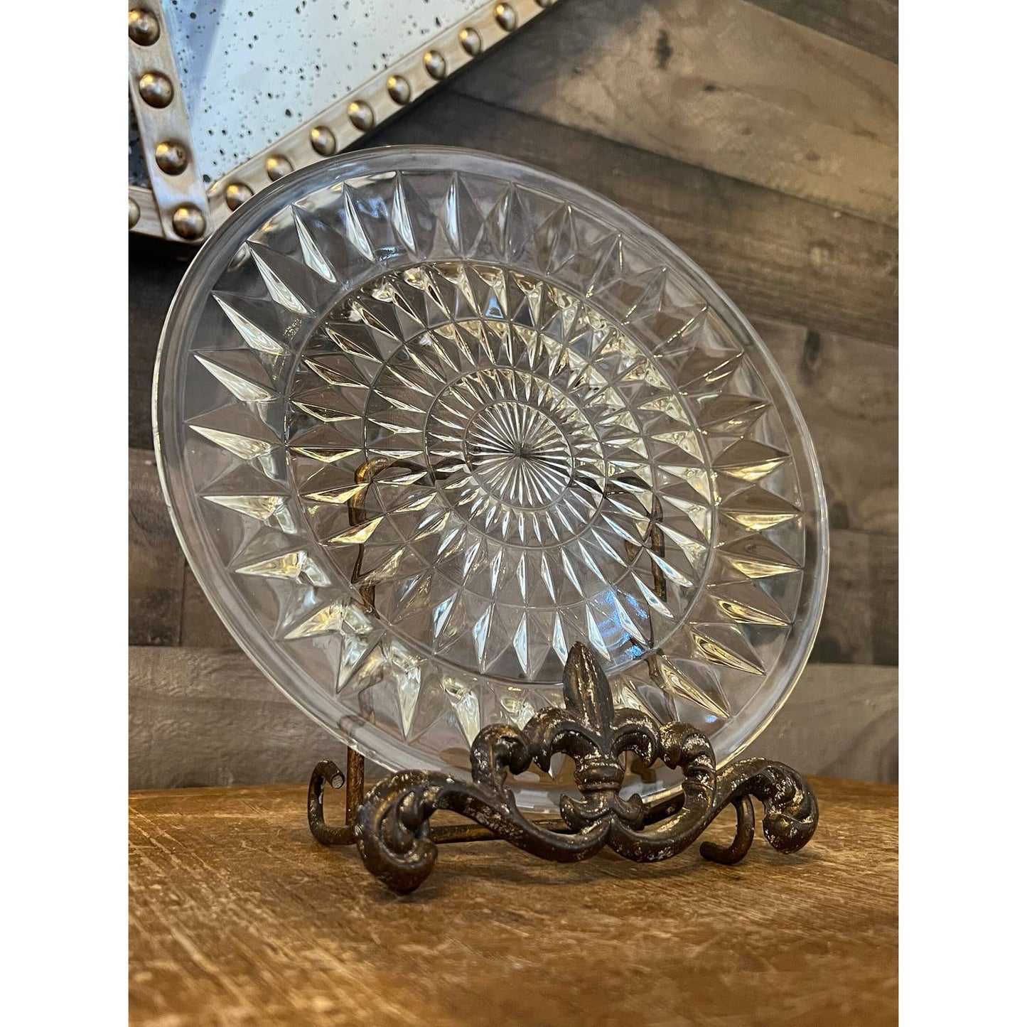 Vintage Jeannette Glass Company glass diamond pattern plate