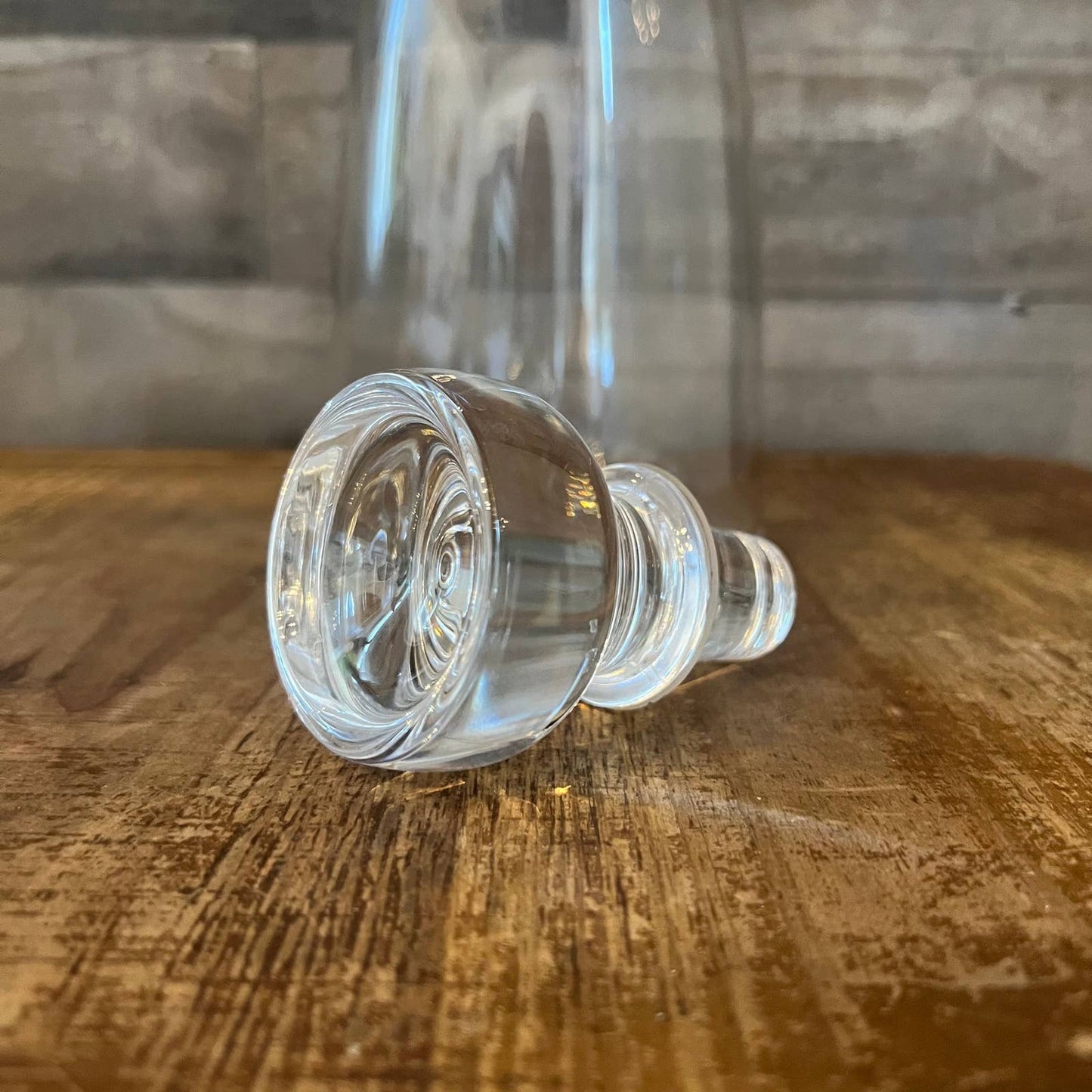 Clear glass blown decanter and stopper
