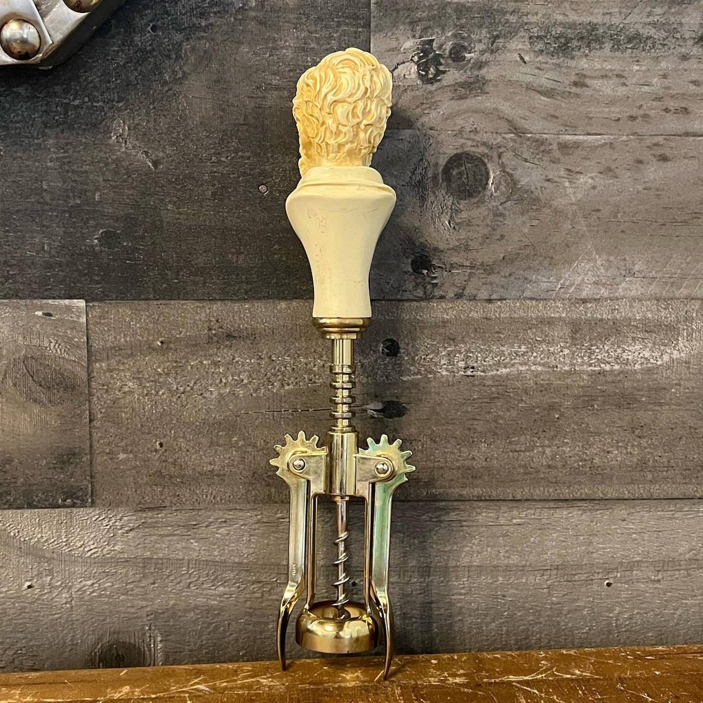 Vintage WAGNER carved portrait of man wine opener - made in Italy
