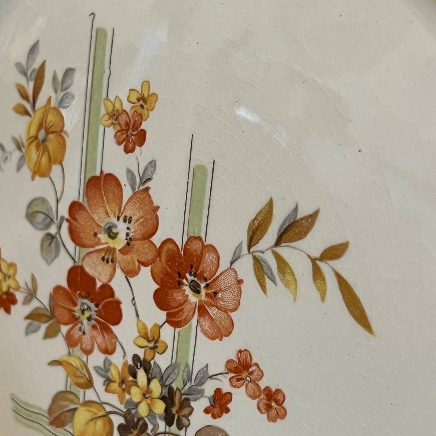 Vintage French Saxon China 22 K gold floral ribbon plates - set of 6
