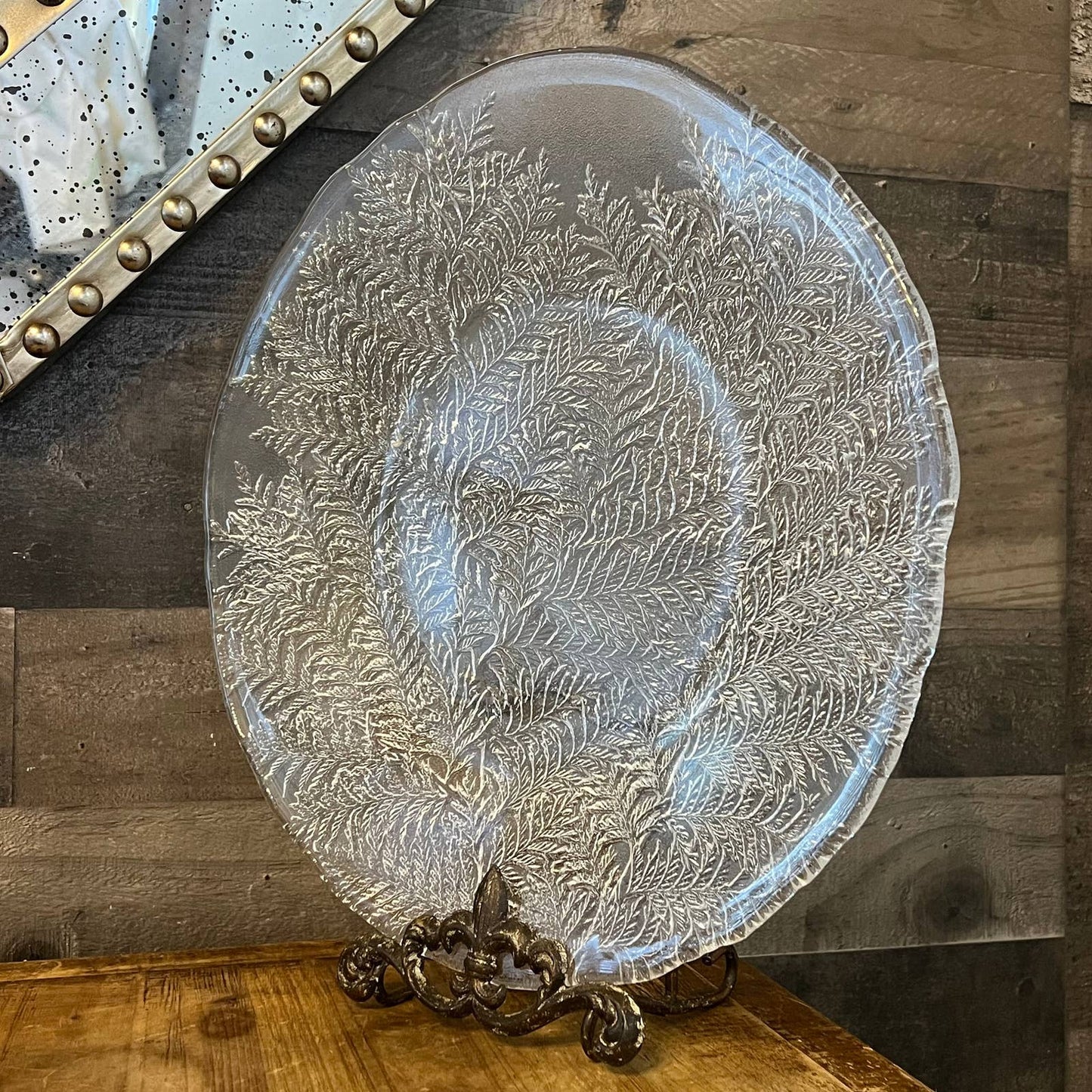 Vintage Mikasa Crystal Hoya lacy fern round platter