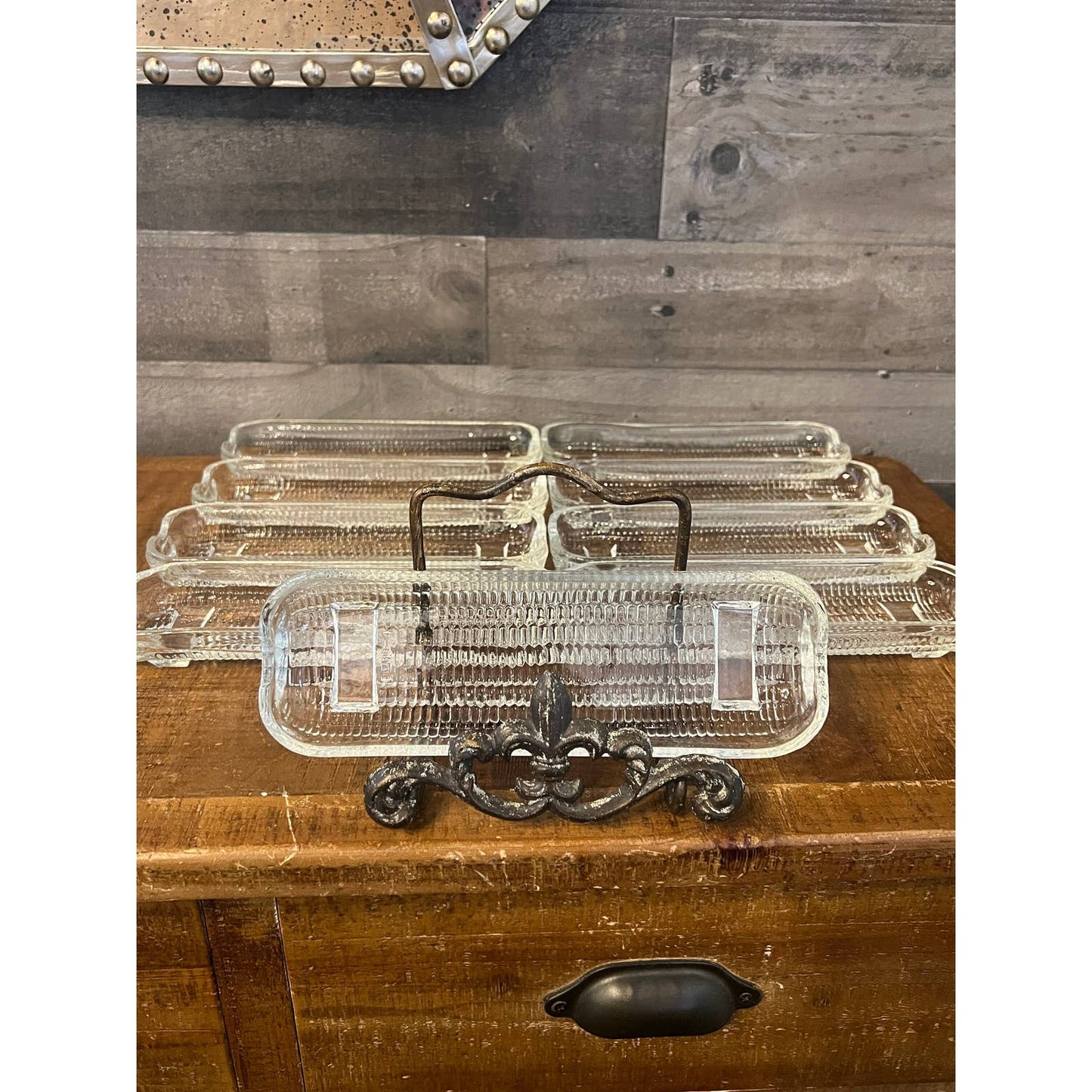 Vintage clear glass corn on the cob holders set of 9