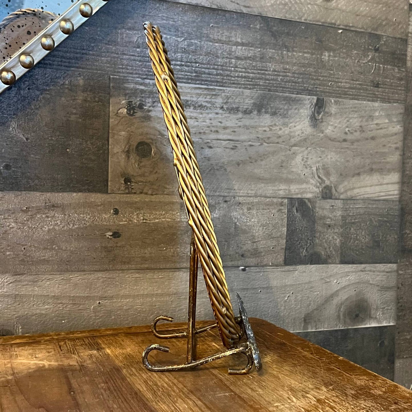 Vintage gold braided frame oval mirror