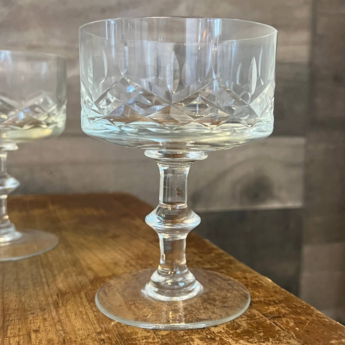 Crystal criss cross design cocktail coupes - set of 6