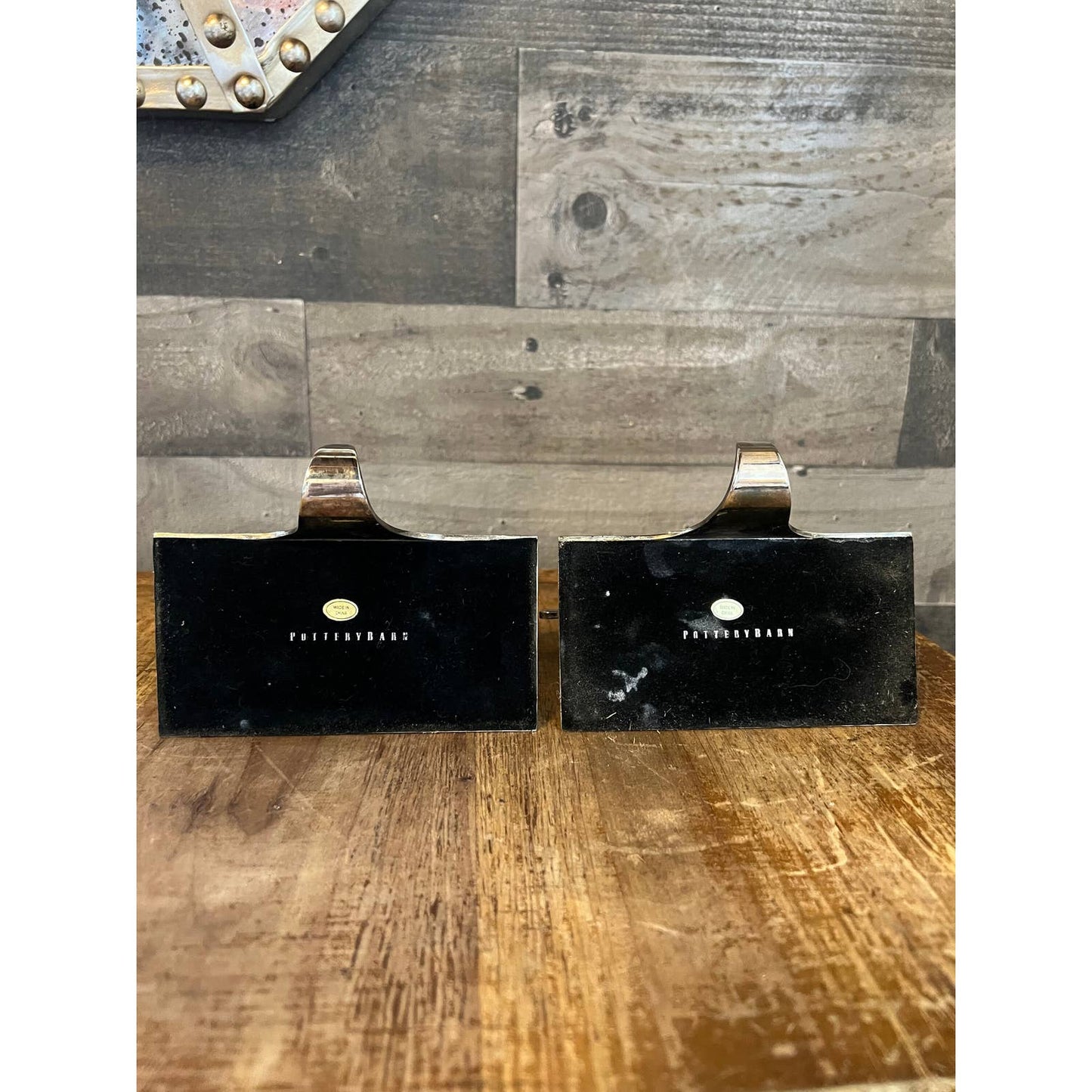 2 Pottery Barn silver color snowflake stocking holders