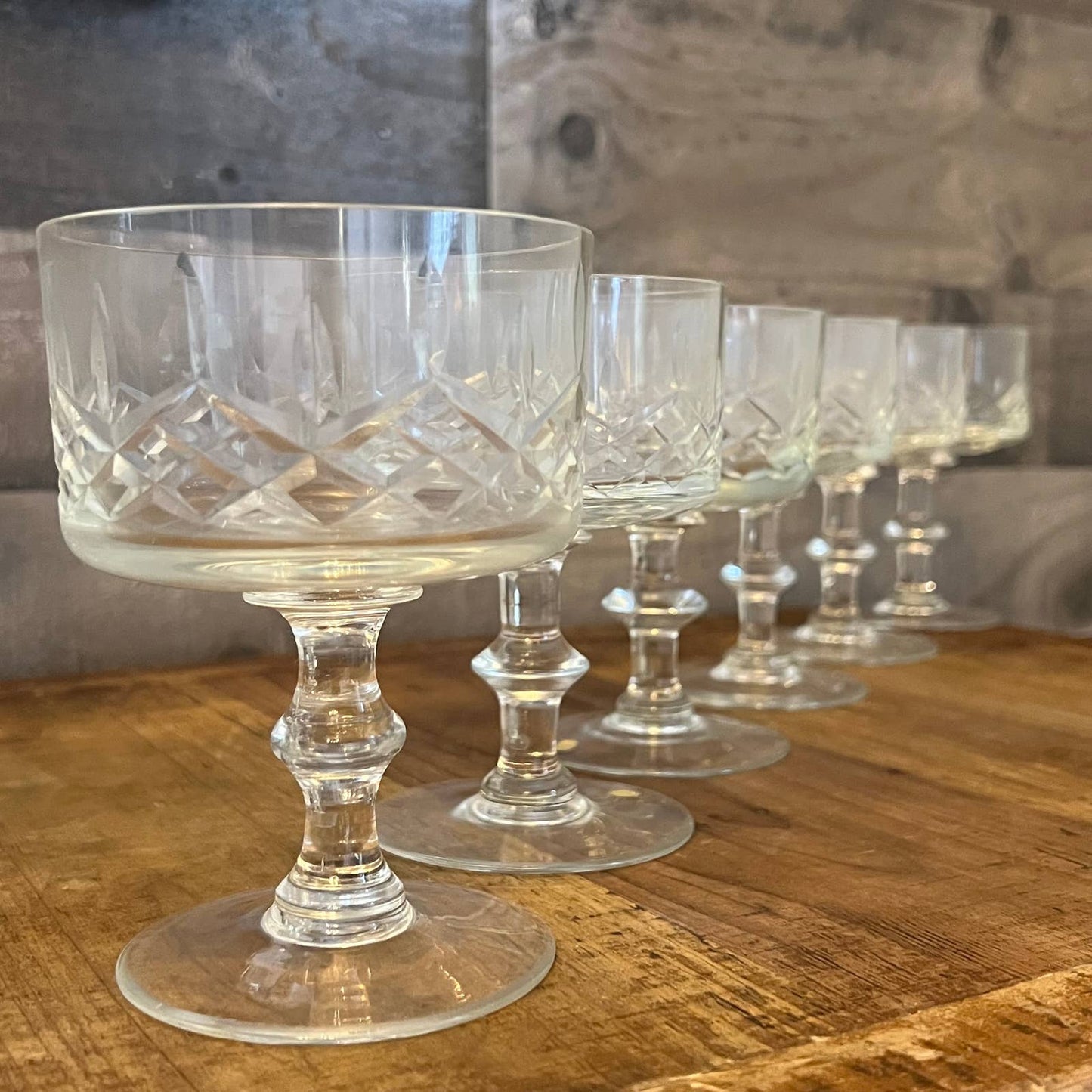 Crystal criss cross design cocktail coupes - set of 6