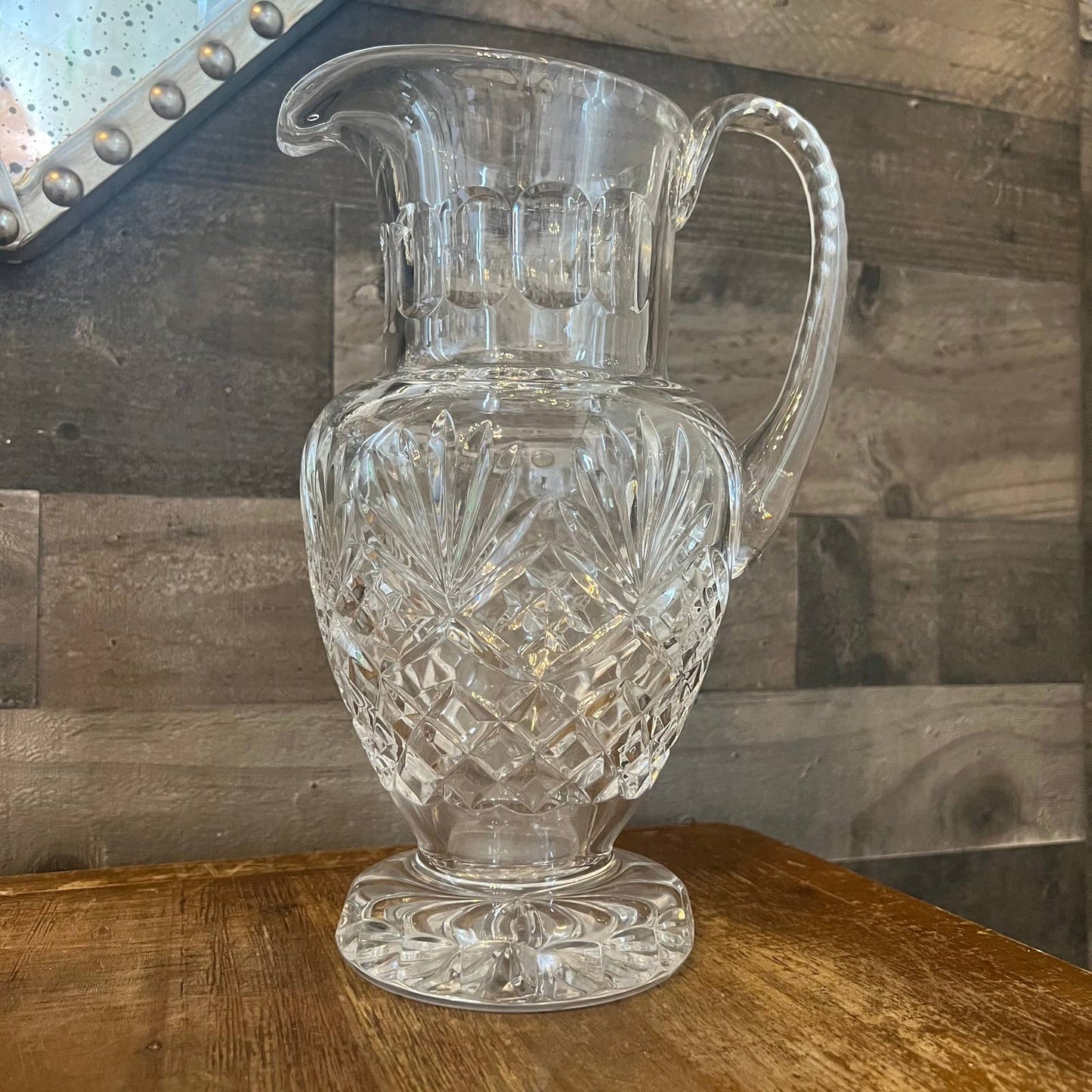 Large vintage handled crystal pitcher