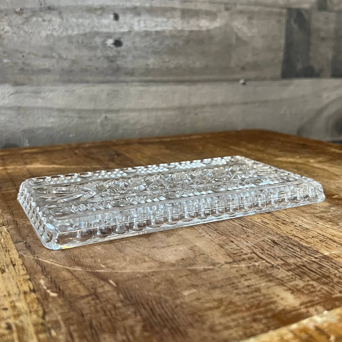 Rectangle crystal glass trinket tray