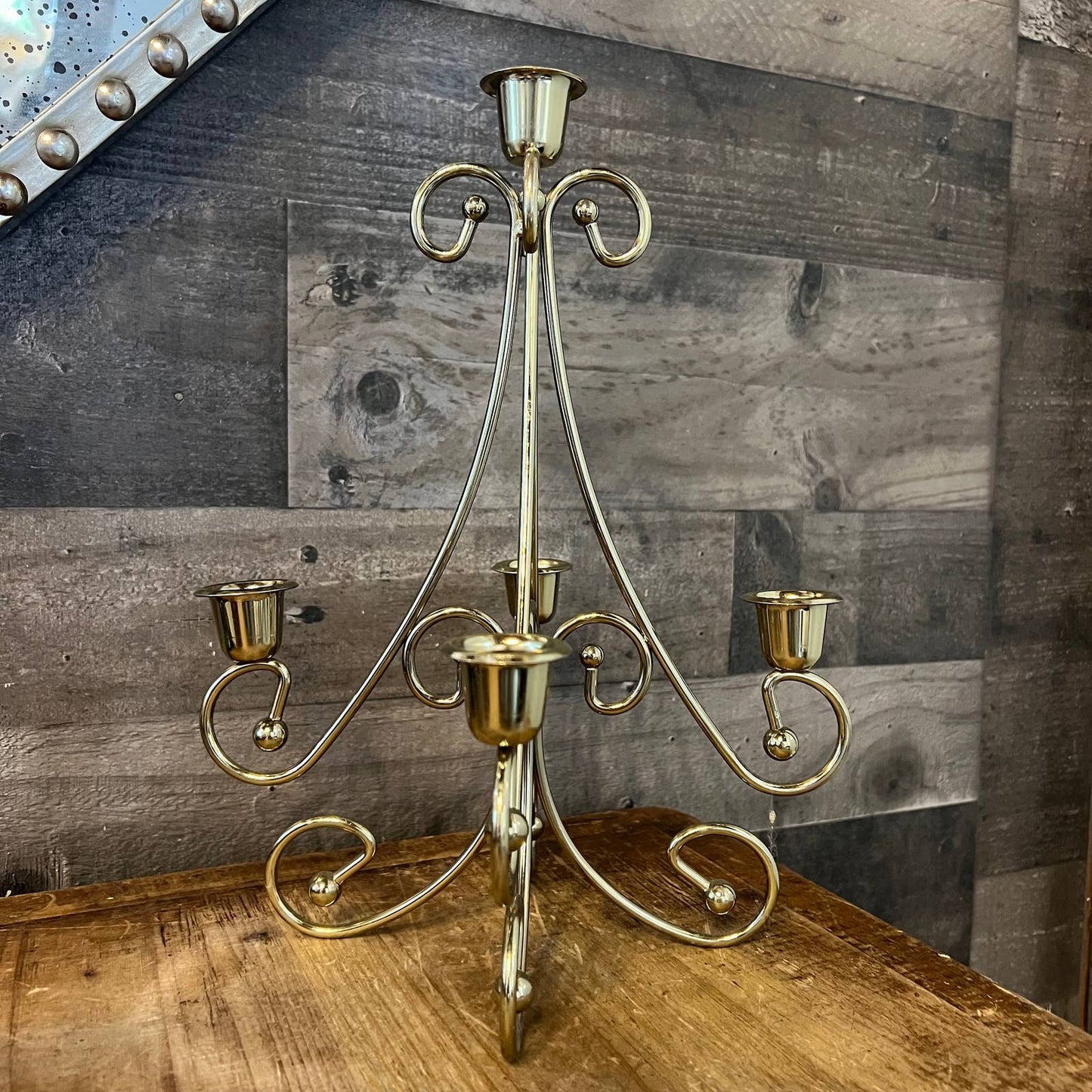 Vintage brass 5 candlestick candelabra candle holder - table centerpiece