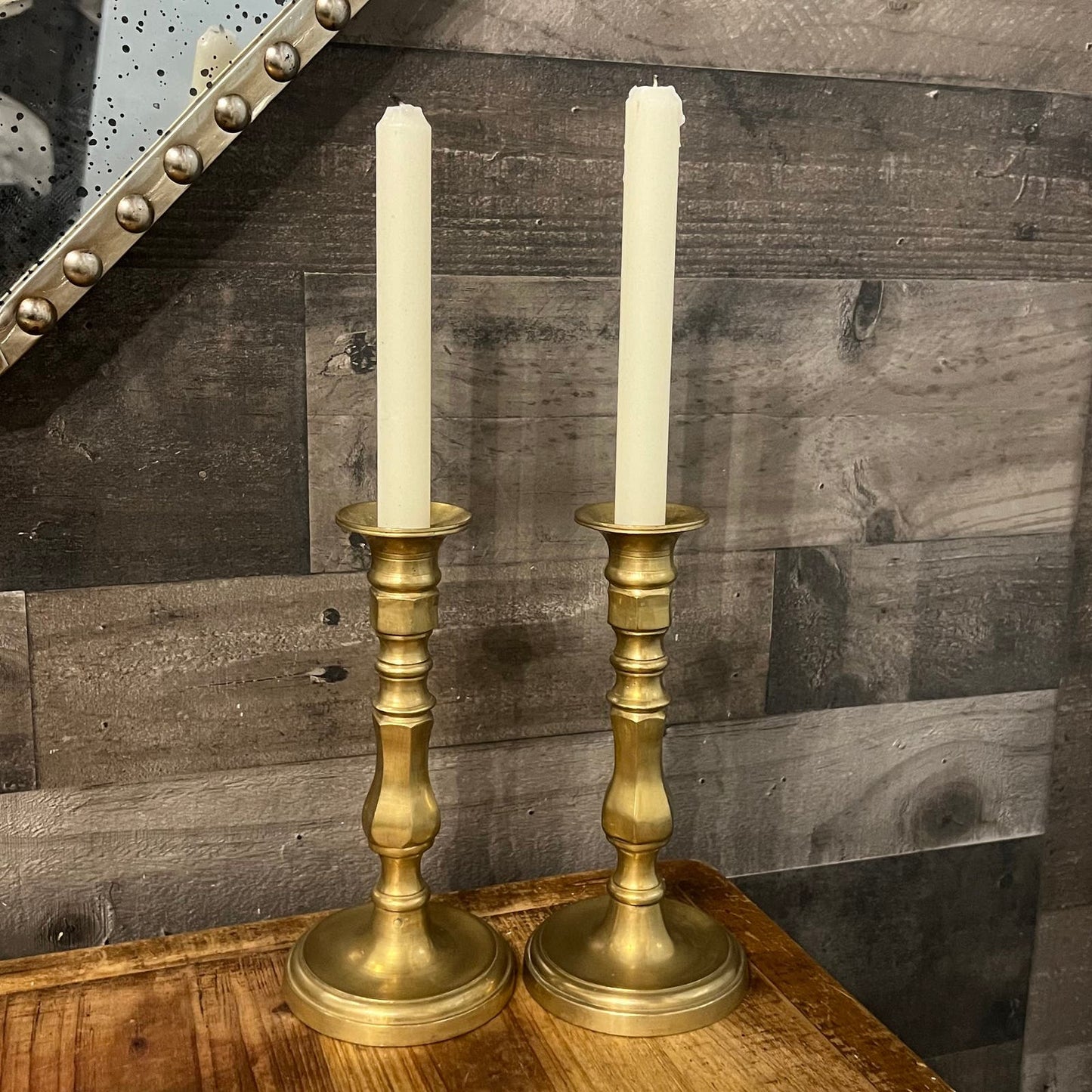 Vintage Pair of Brass Candlestick Holders