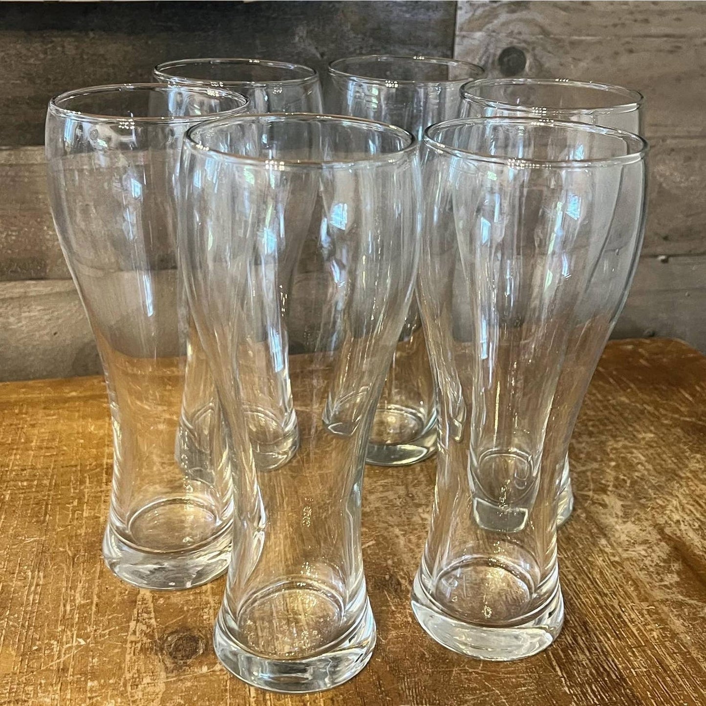 Vintage set of 6 tall pilsner beer clear glasses