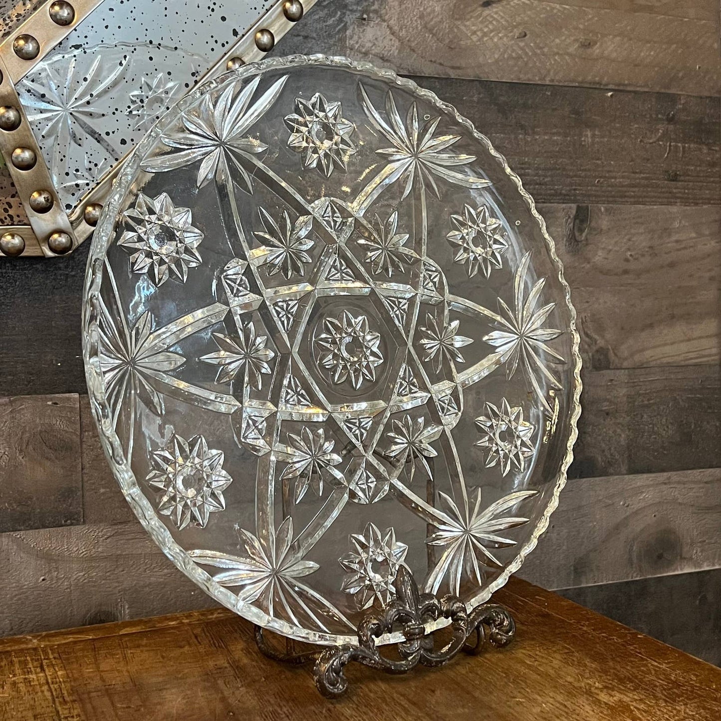 Anchor Hocking prescut clear pattern large round platter