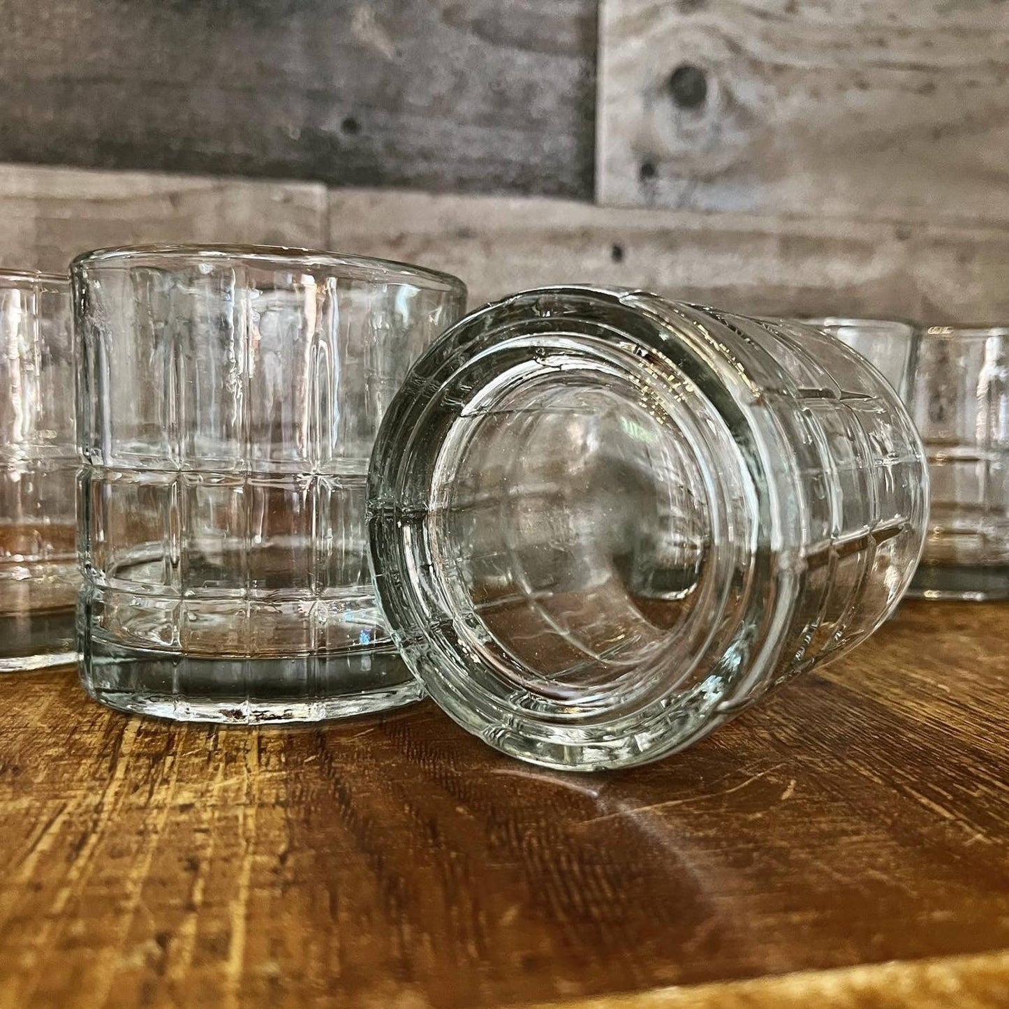 Vintage set of 8 anchor hocking tartan Manchester rocks glasses - rocks glasses - old fashioned glasses - short glasses - MCM glasses