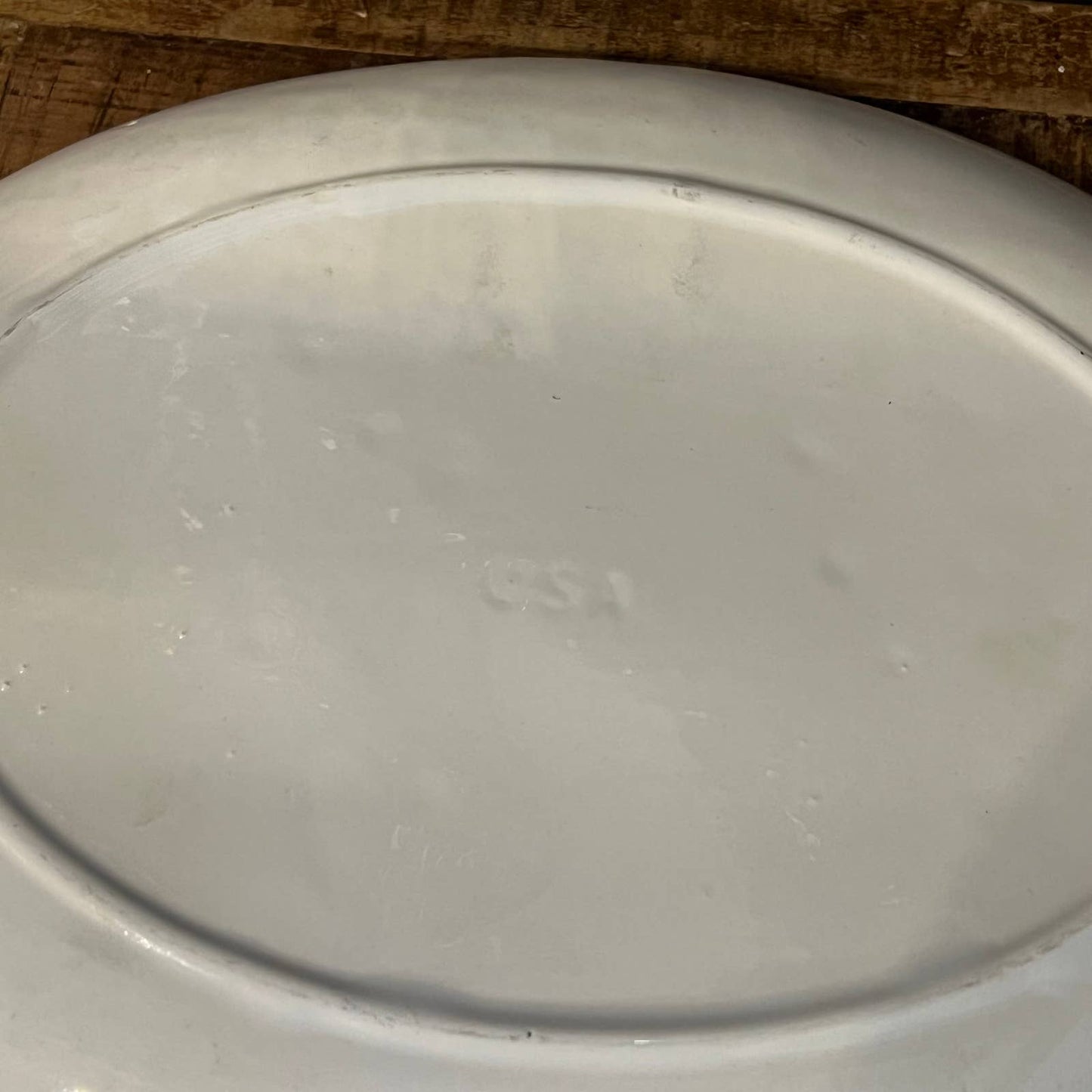 Vintage Ivory scallop rim silver rim oval serving platter