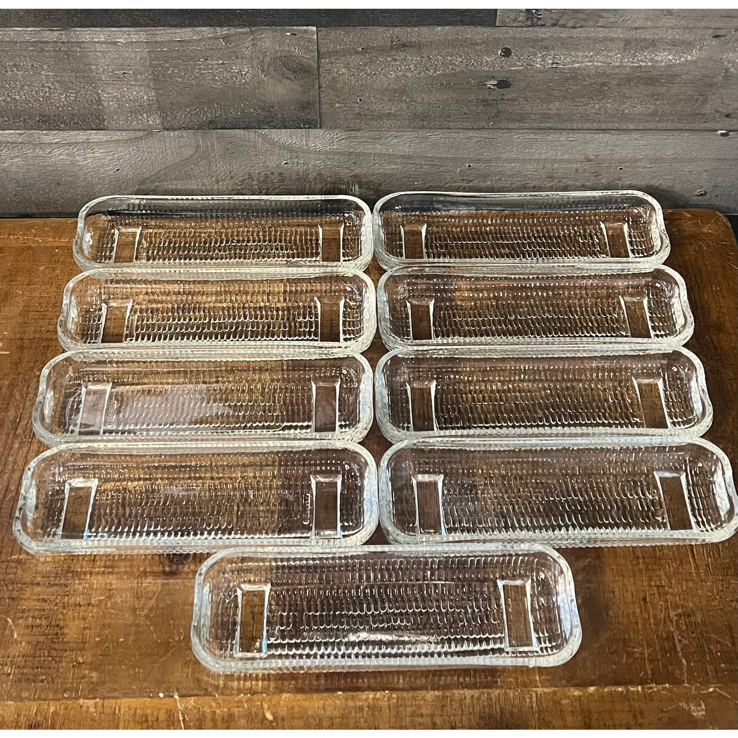 Vintage clear glass corn on the cob holders set of 9