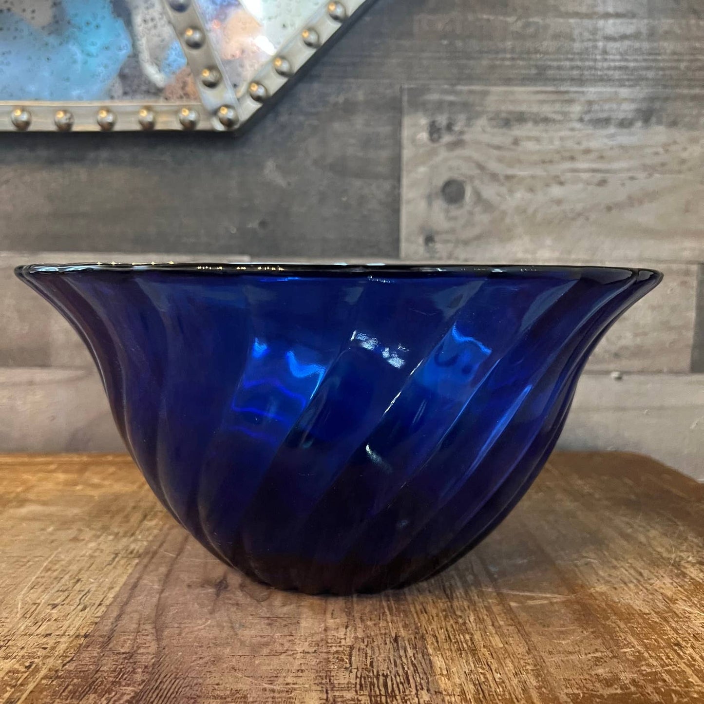 Large cobalt blue glass serving bowl