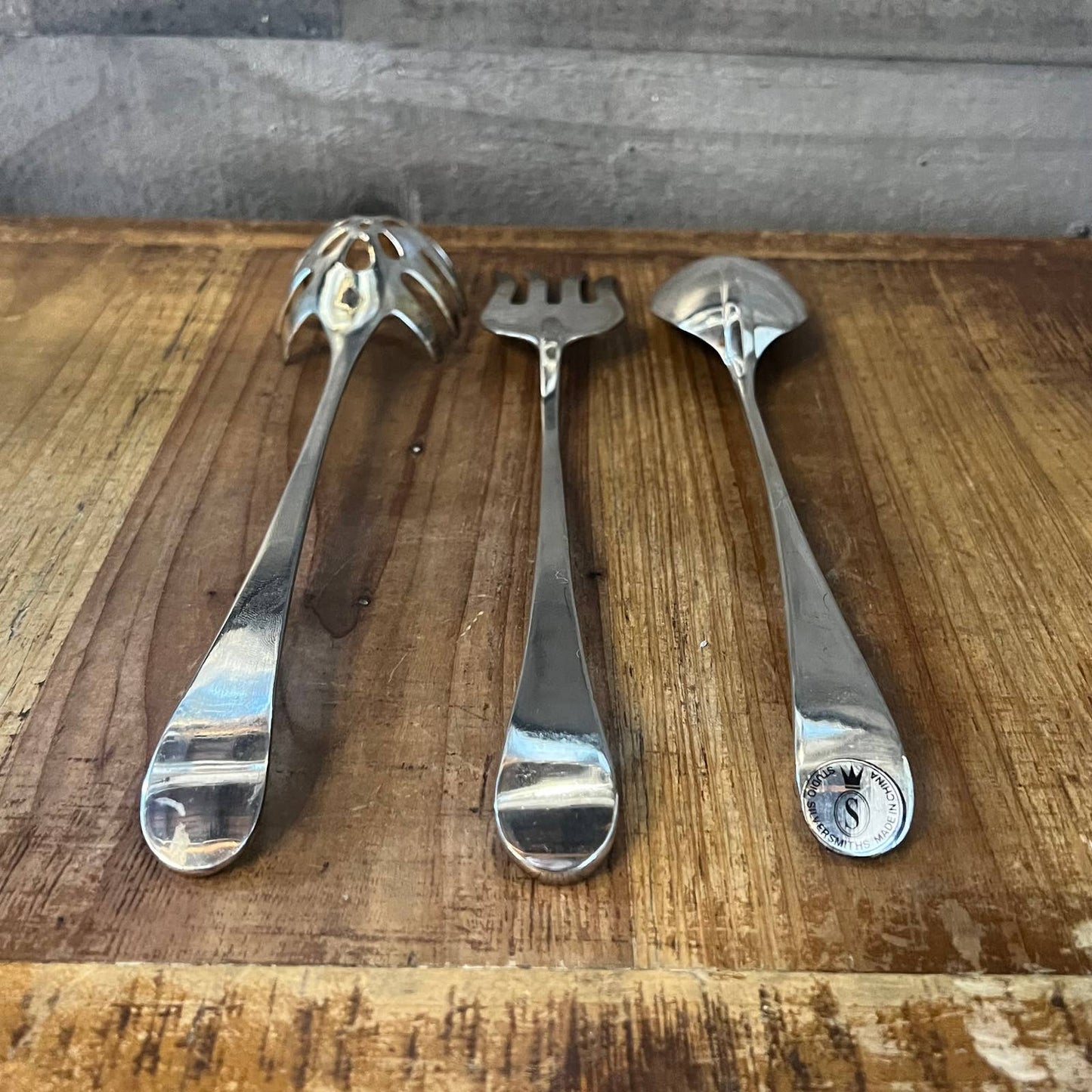 Studio Silversmiths silverplated cooking utensils - set of 3 - pasta spoon, serving spoon, serving fork