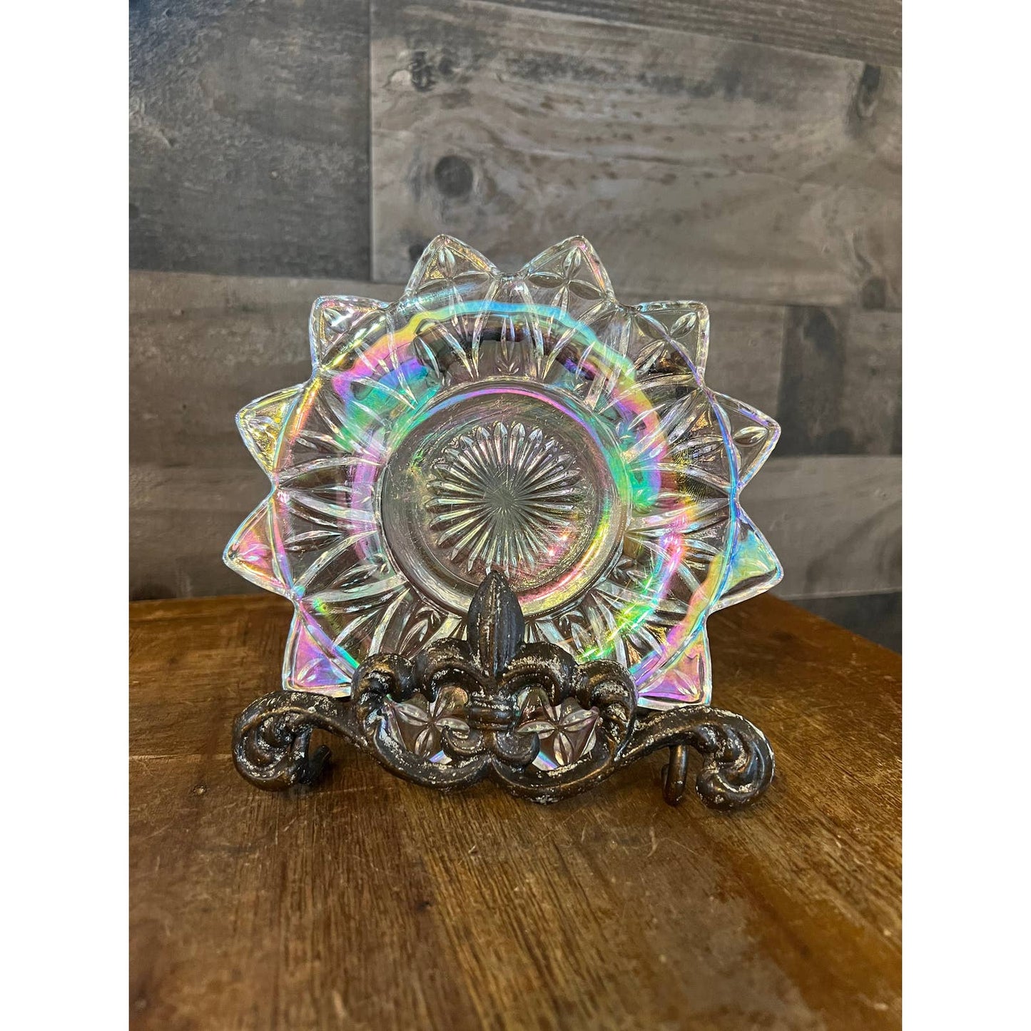 Vintage Federal iridescent petal plate - saucer - trinket dish