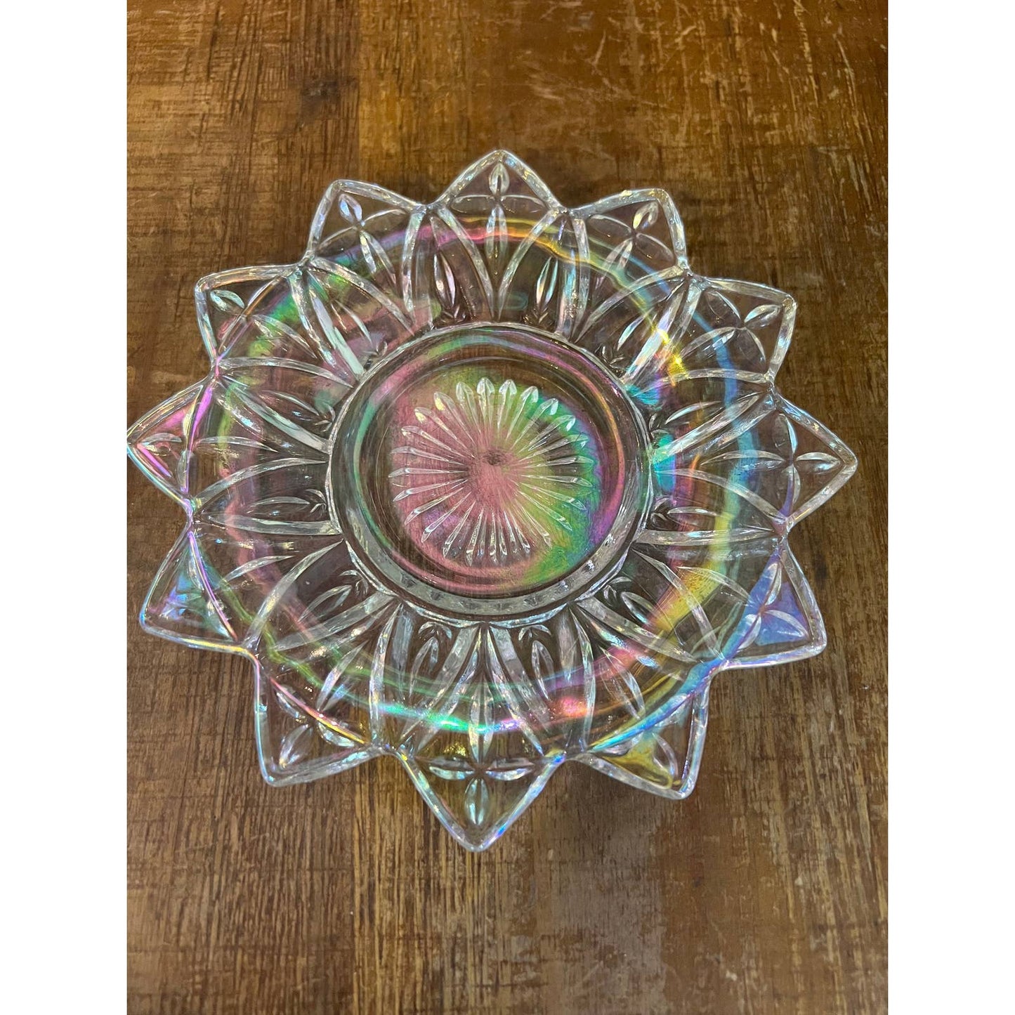 Vintage Federal iridescent petal plate - saucer - trinket dish