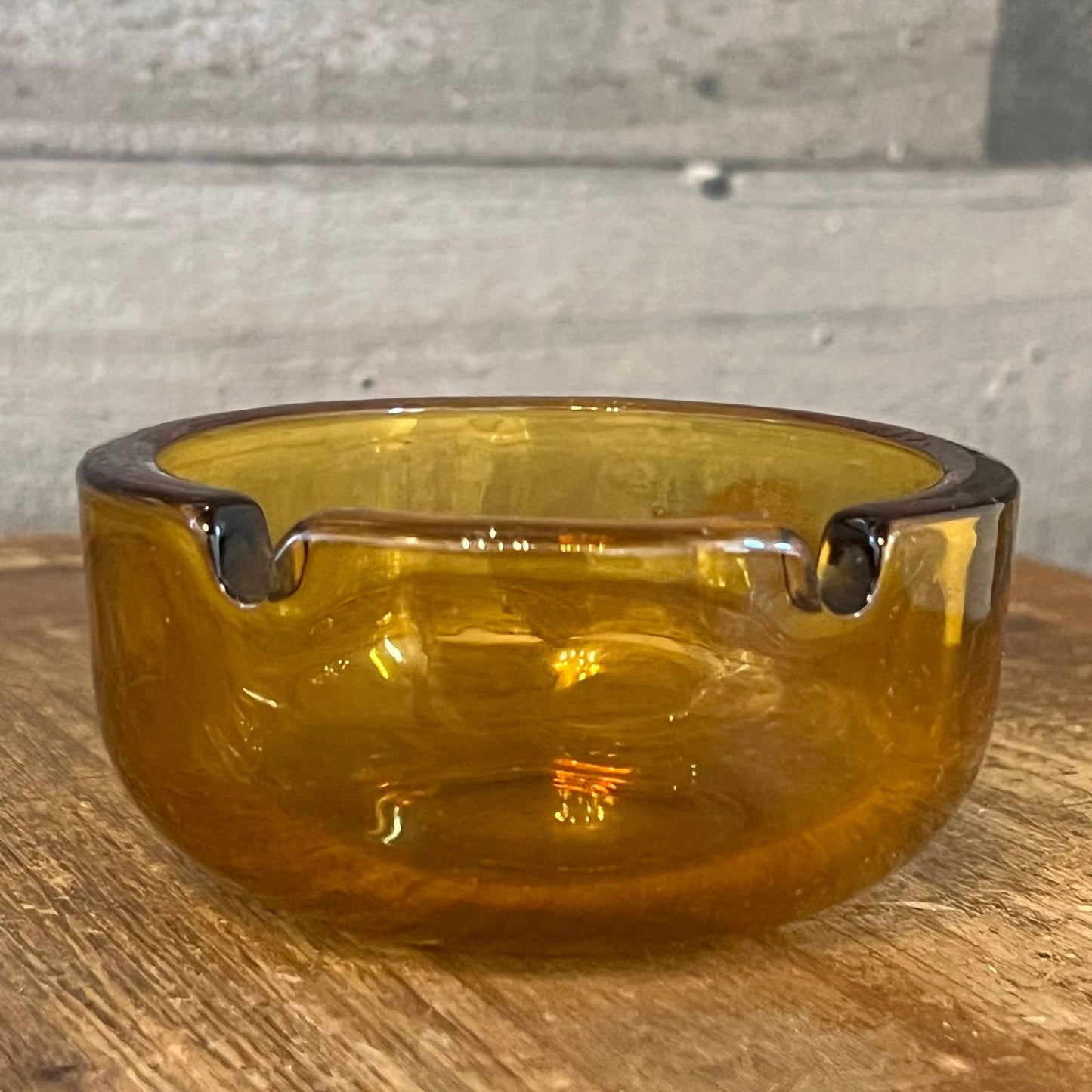 Amber glass 2 slot ashtray