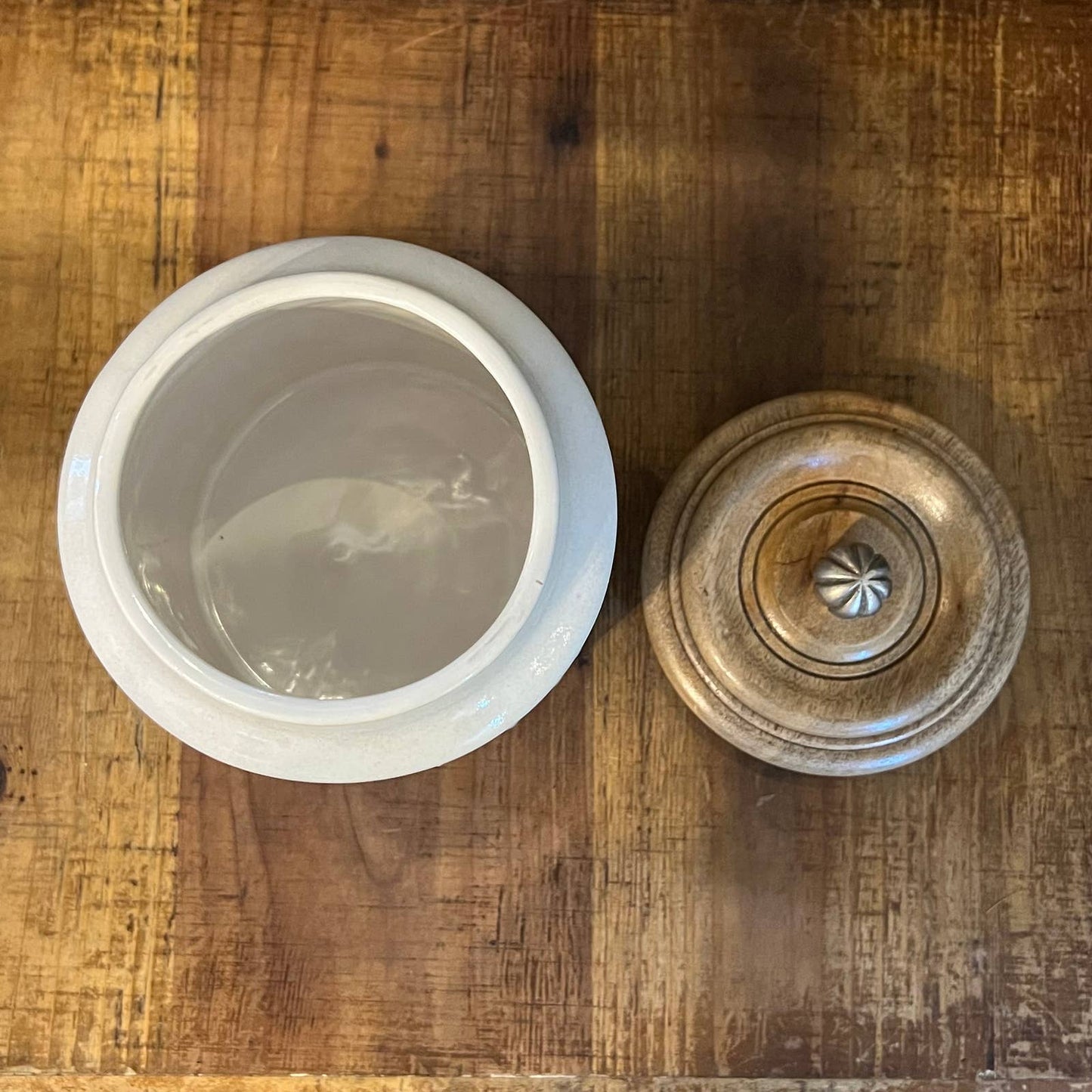 Pier 1 Imports creamy white lidded canister