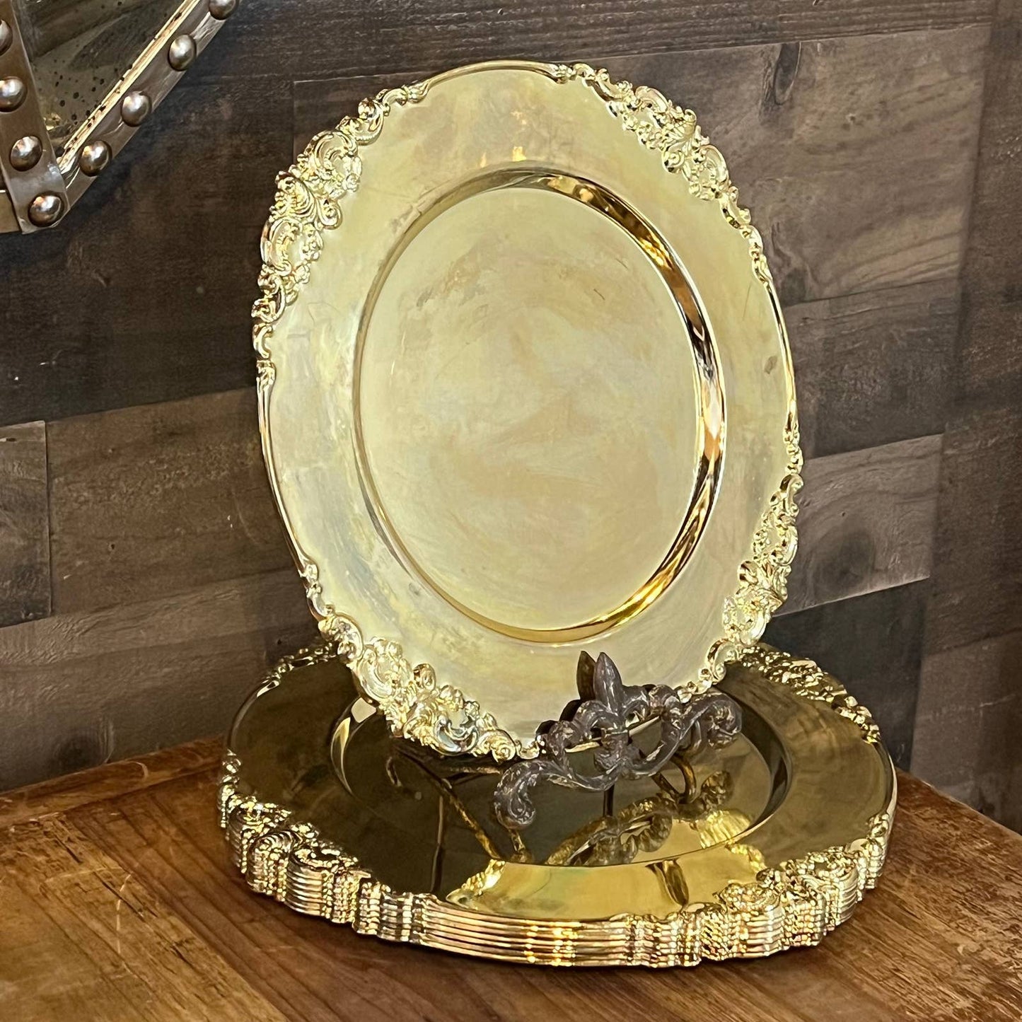 Godinger brass charger plates - set of 8 - Victorian style